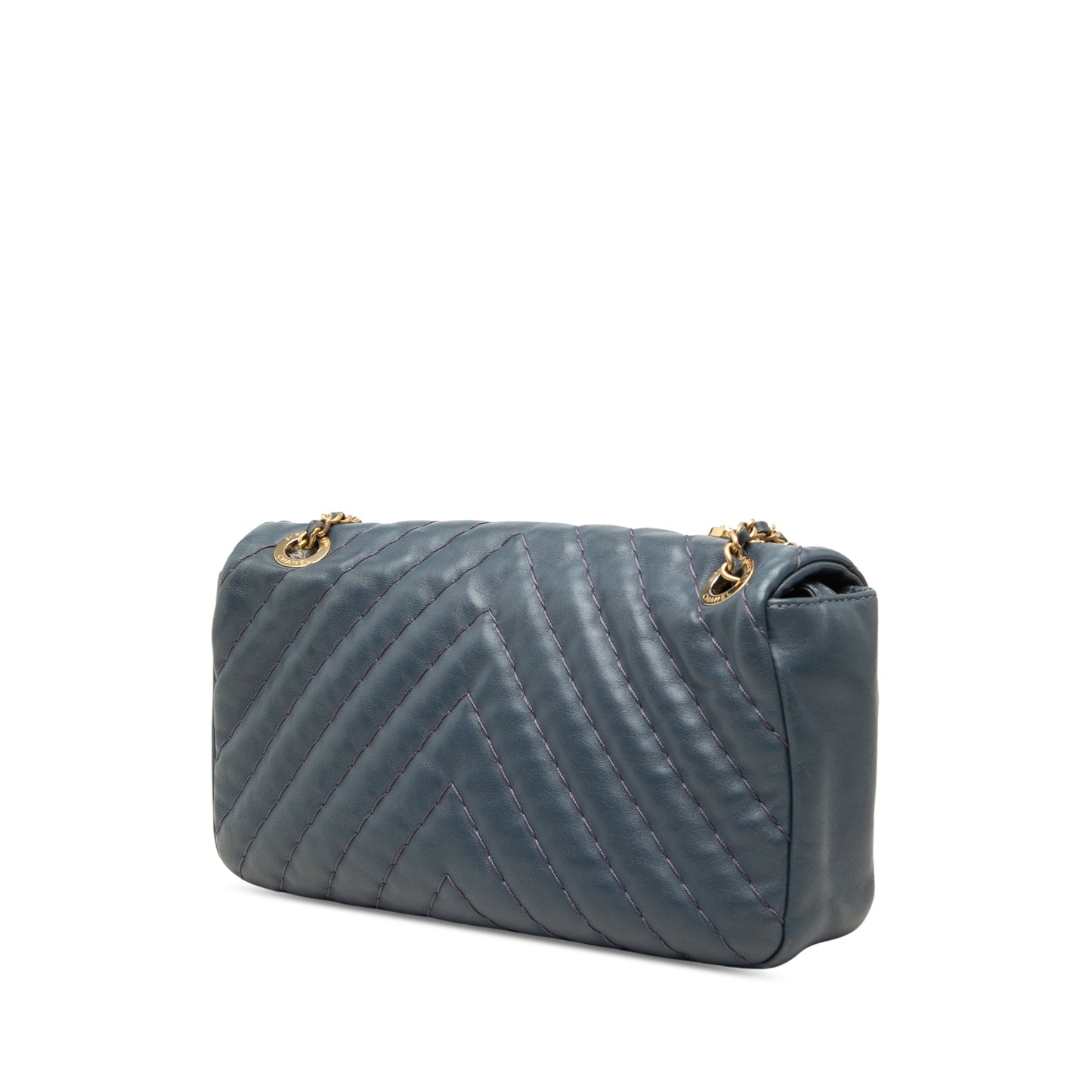 Chanel Medium Chevron Calfskin Medallion Single Flap