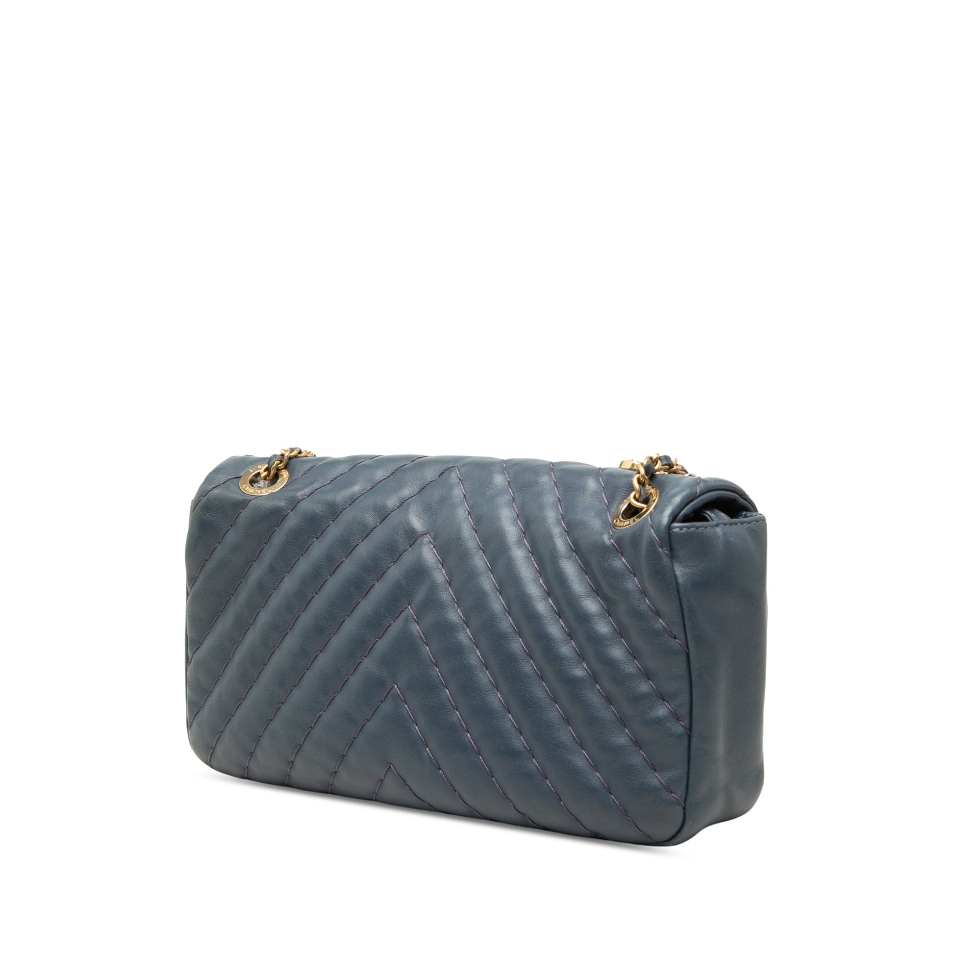 Chanel Medium Chevron Calfskin Medallion Single Flap