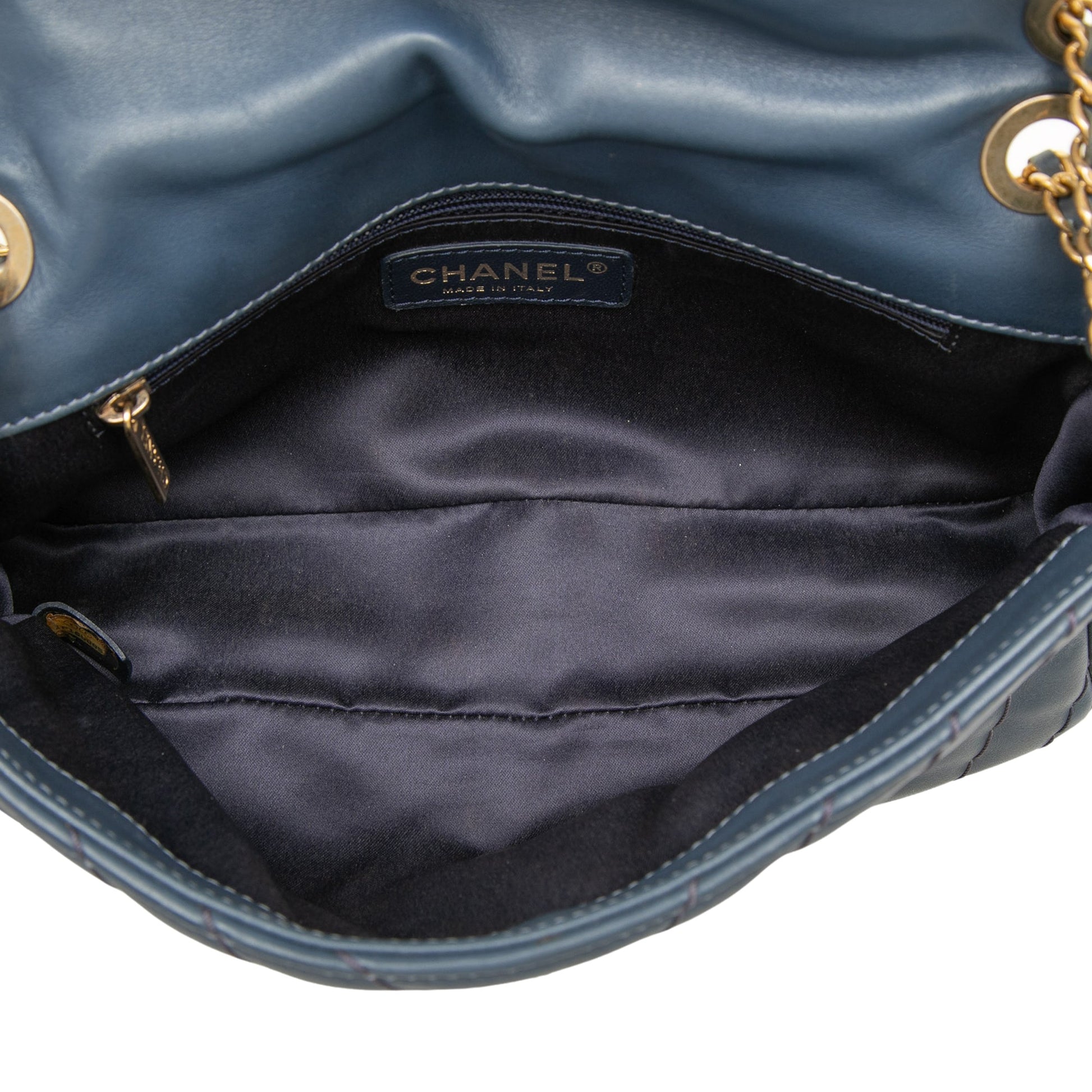 Chanel Medium Chevron Calfskin Medallion Single Flap
