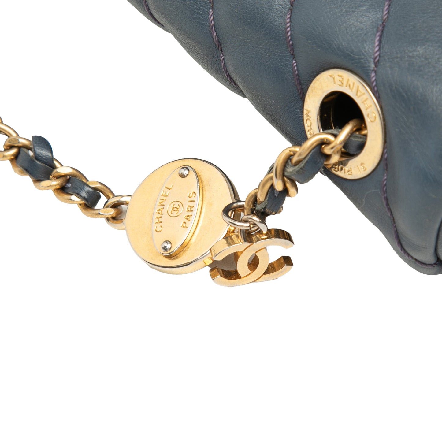 Chanel Medium Chevron Calfskin Medallion Single Flap