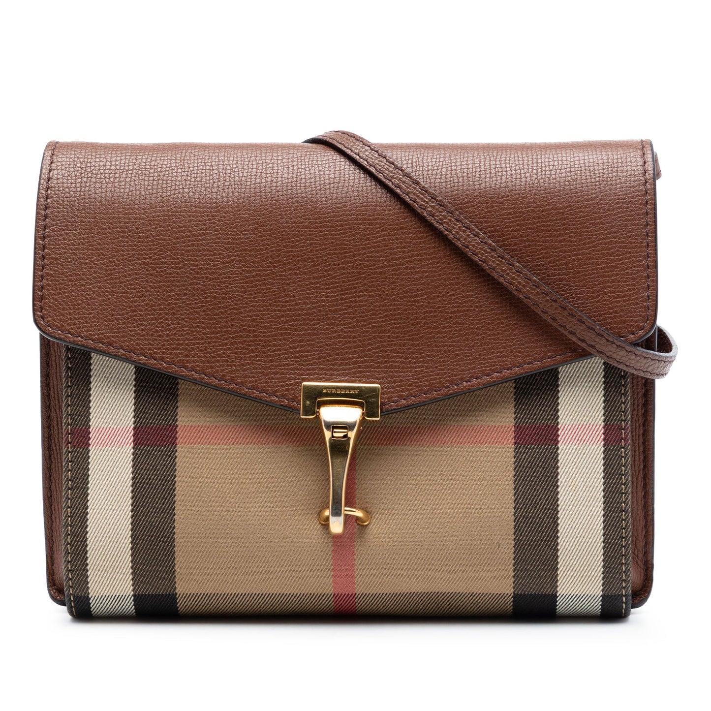 Burberry Small Leather and House Check Canvas Derby Macken Crossbody