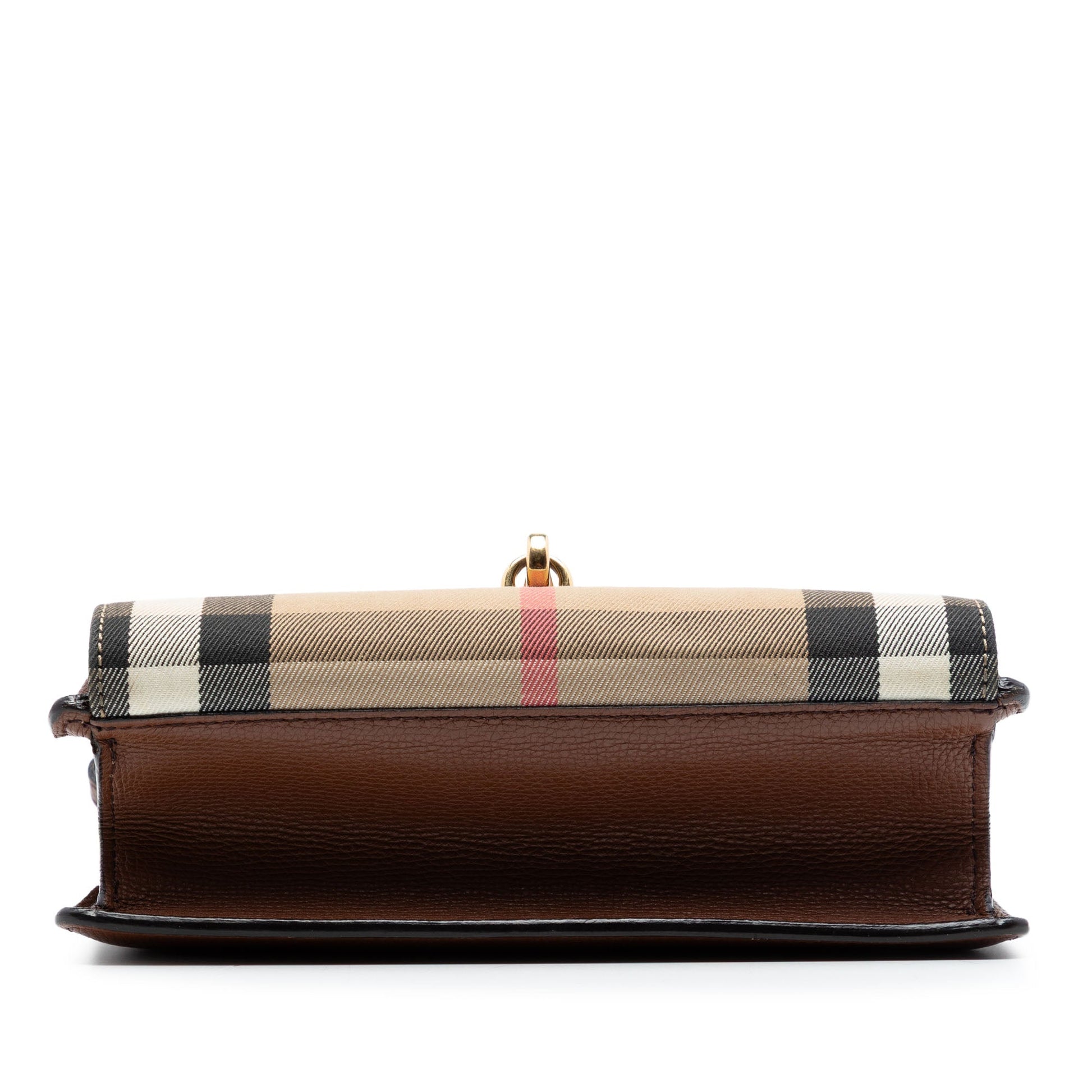 Burberry Small Leather and House Check Canvas Derby Macken Crossbody