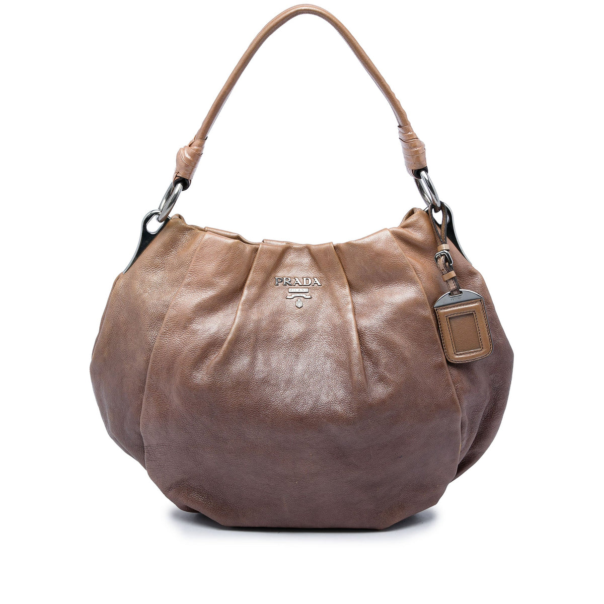 Prada Sfumato Naplak Glace Calfskin Hobo — Brown