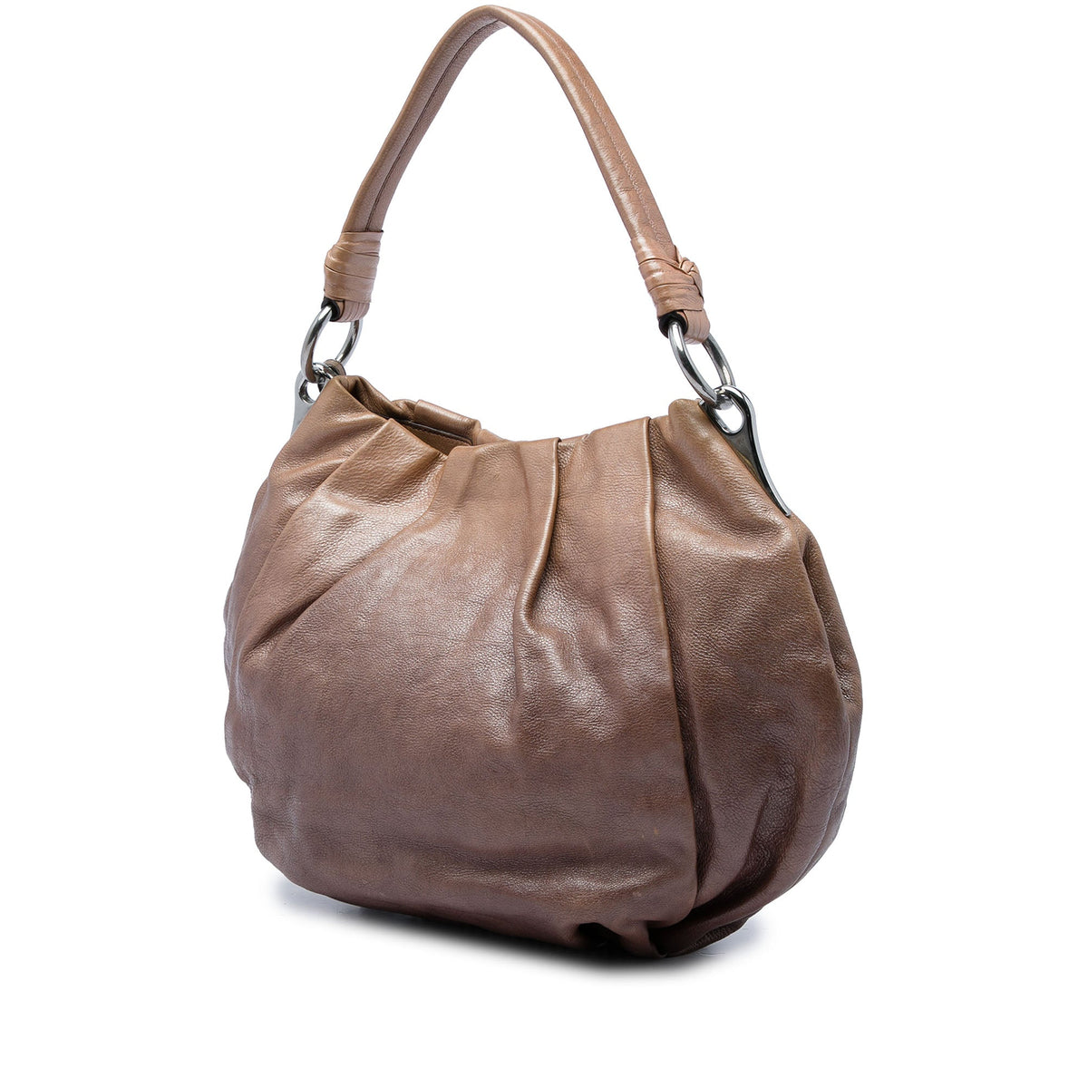 Prada Sfumato Naplak Glace Calfskin Hobo — Brown