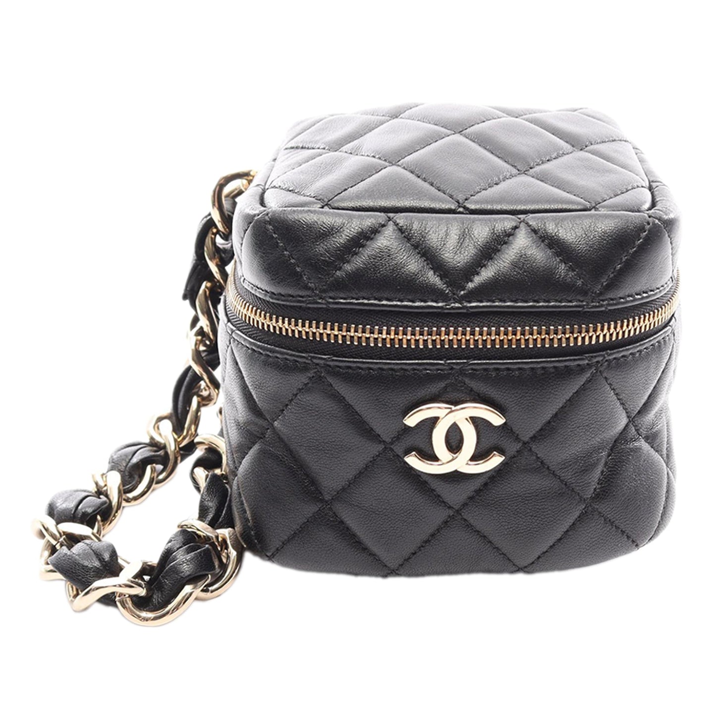 Chanel CC Quilted Lambskin Cube Wristlet Vanity Case