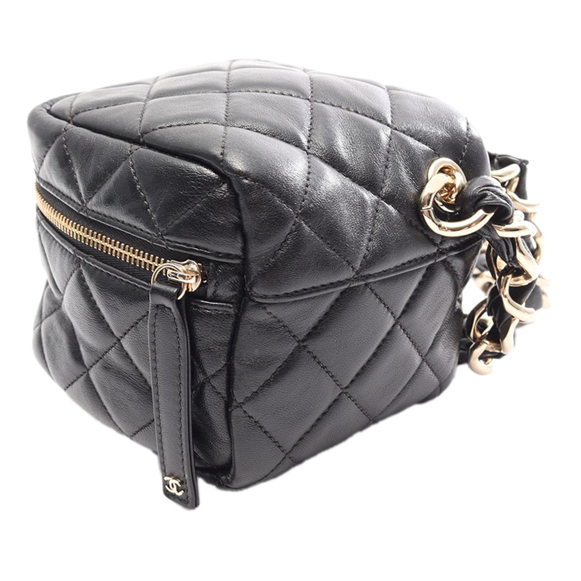 Chanel CC Quilted Lambskin Cube Wristlet Vanity Case