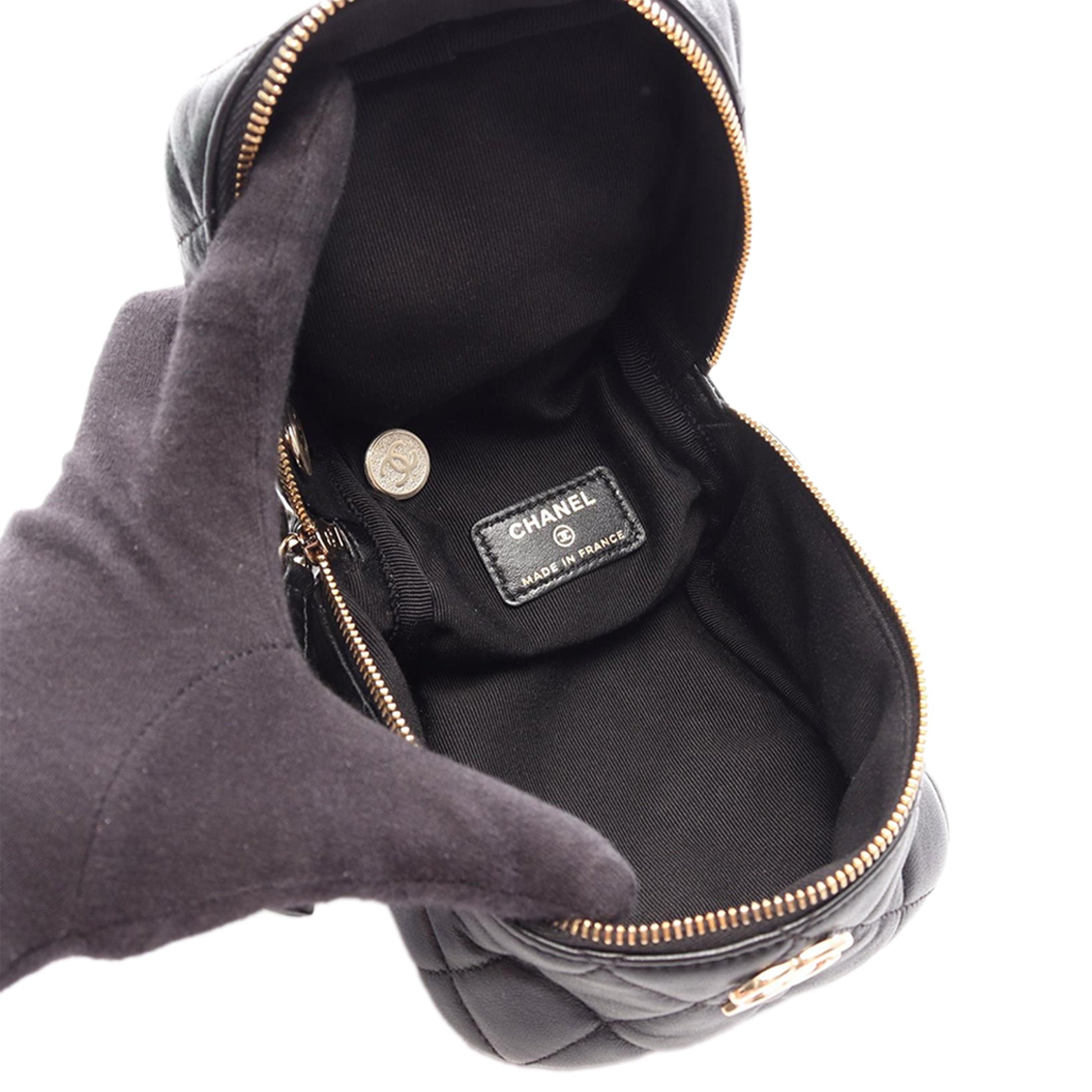 Chanel CC Quilted Lambskin Cube Wristlet Vanity Case