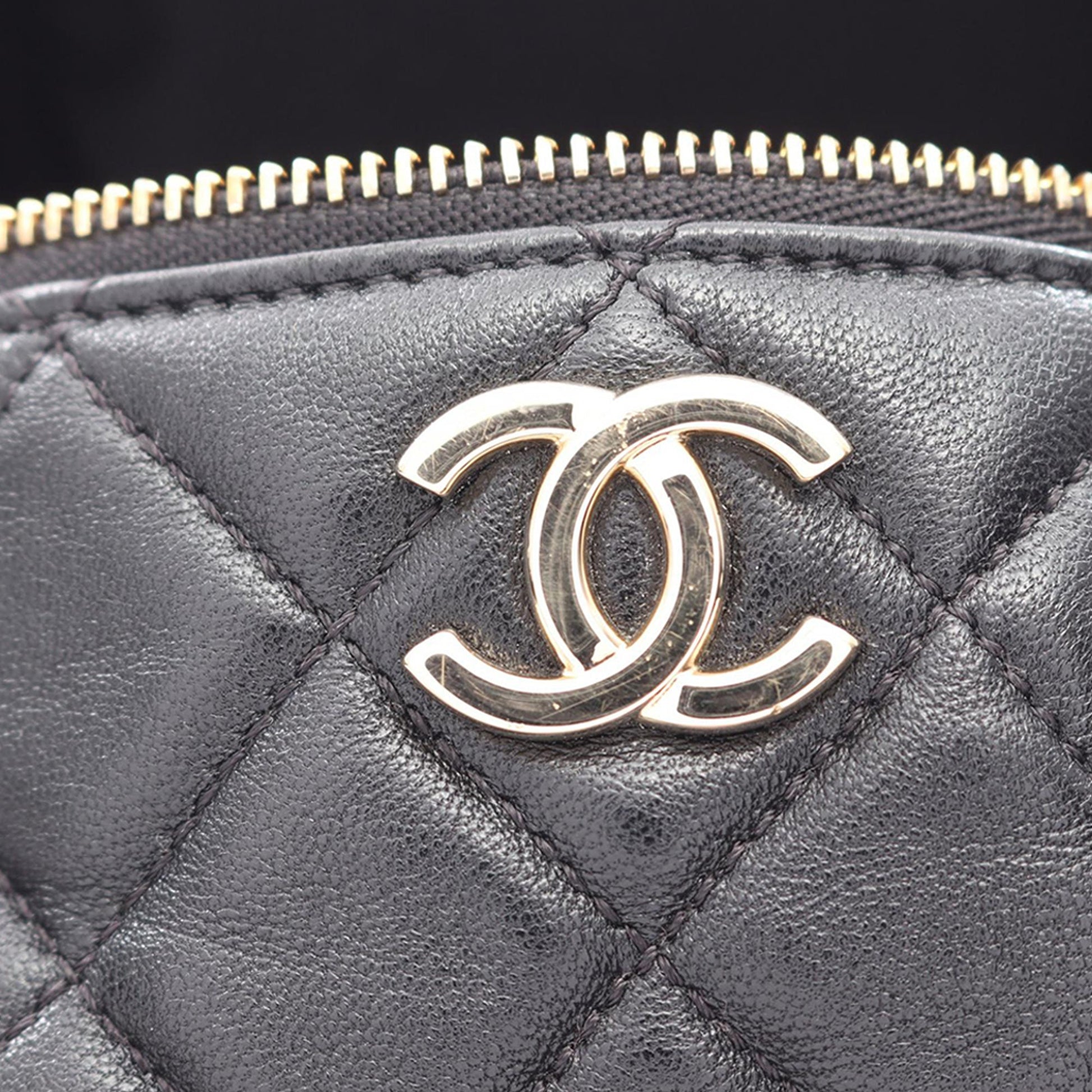 Chanel CC Quilted Lambskin Cube Wristlet Vanity Case