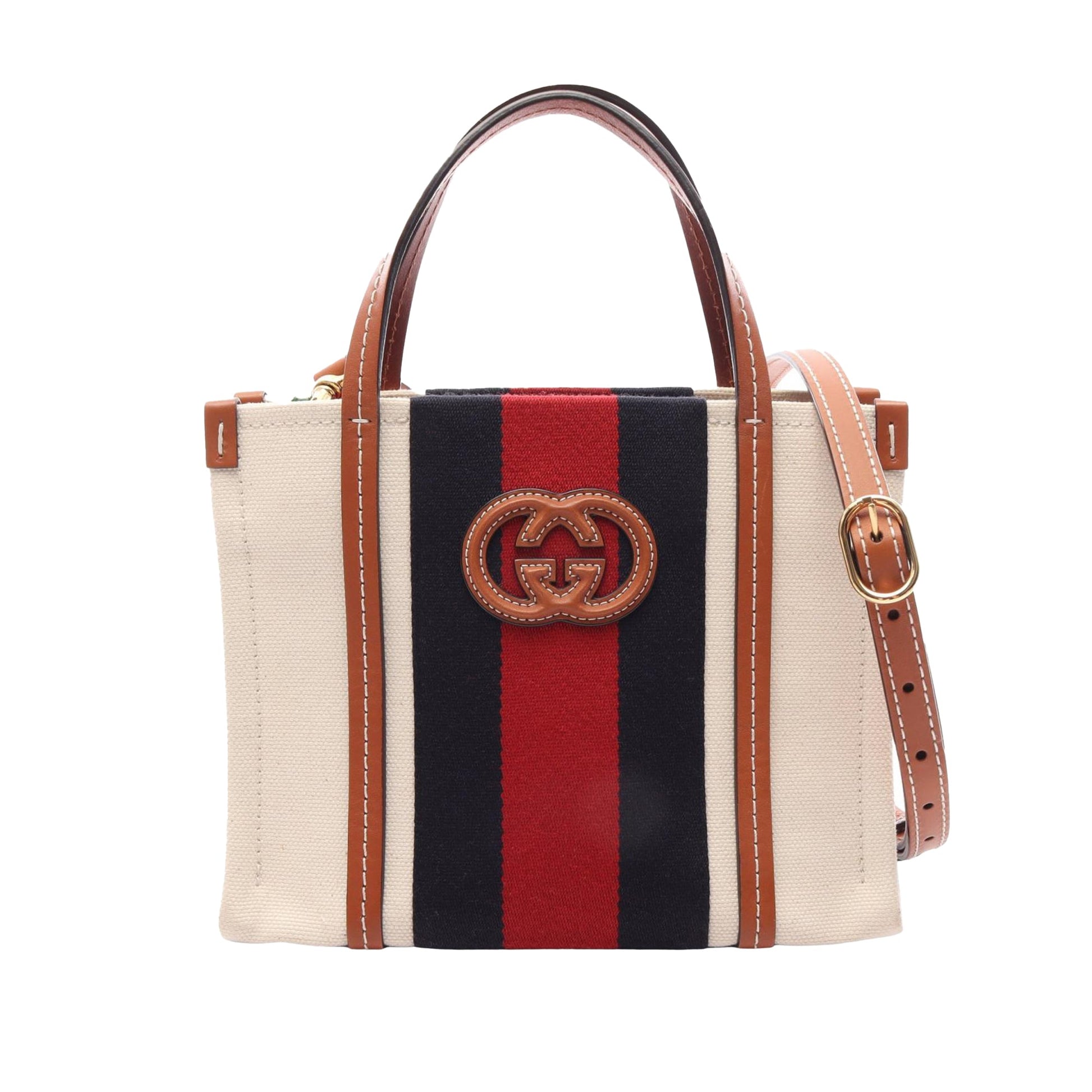 Gucci Mini Canvas Interlocking G Web Tote
