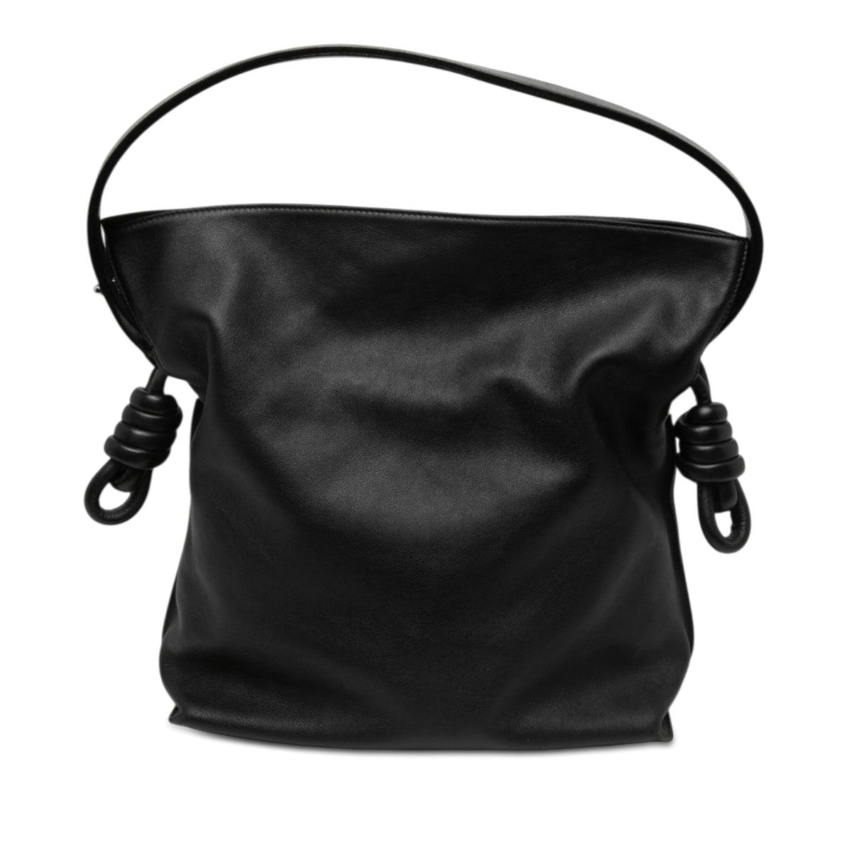 LOEWE Large Calfskin Flamenco Knot Clutch — Black