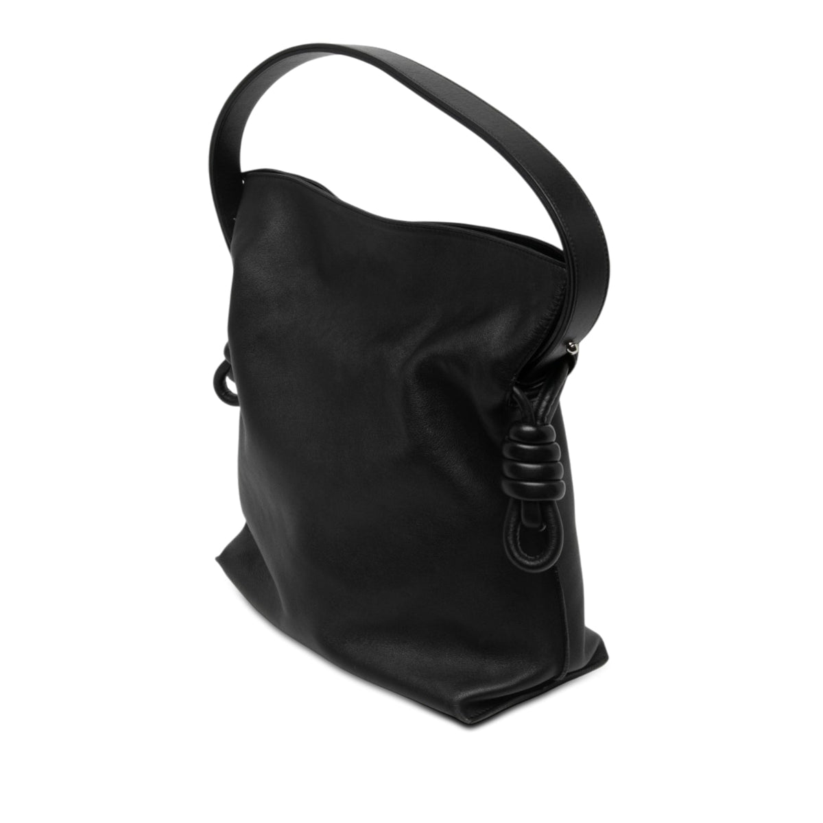 LOEWE Large Calfskin Flamenco Knot Clutch — Black