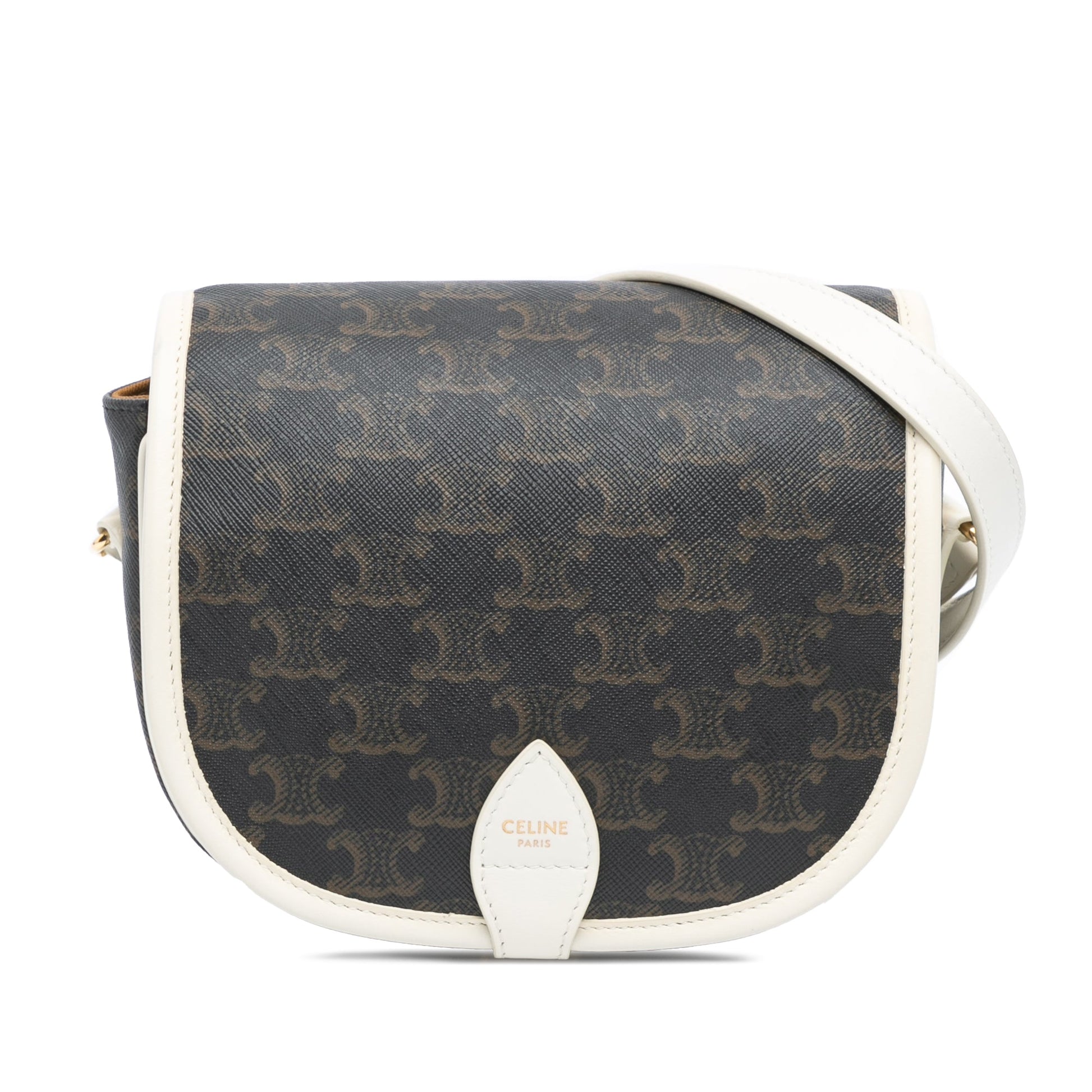 Celine Medium Triomphe Coated Canvas Folco Crossbody