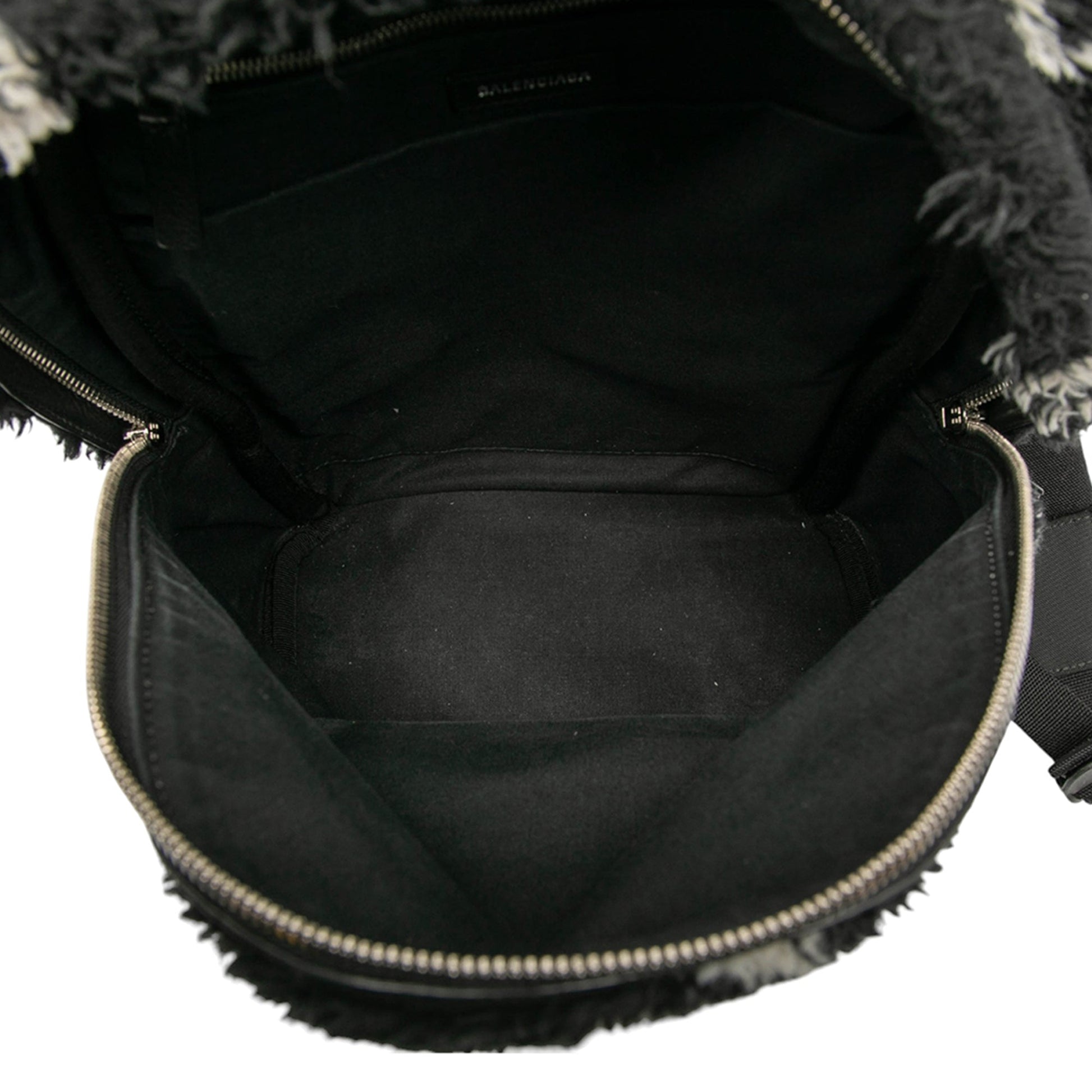 Balenciaga Small Faux Fur Diagonal Logo Everyday Backpack