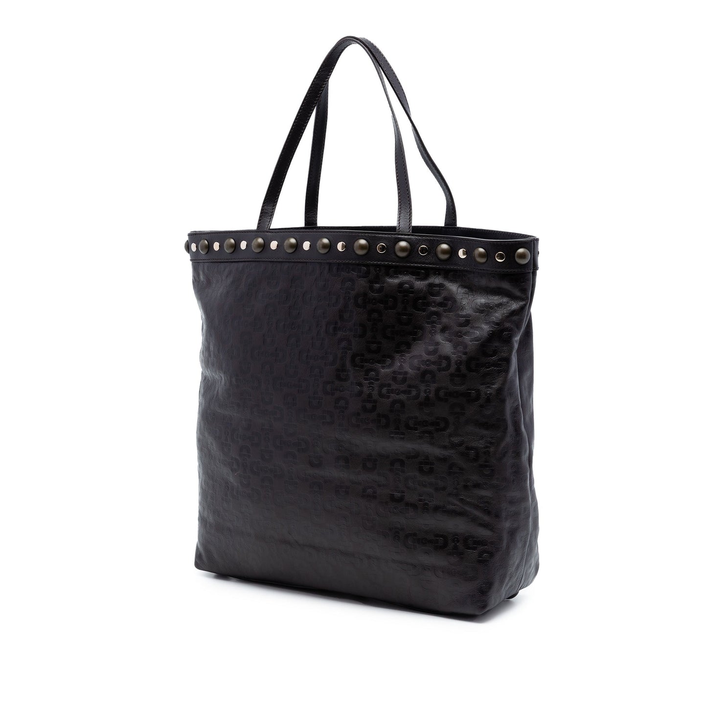 Gucci Embossed Studded Leather Horsebit Tote