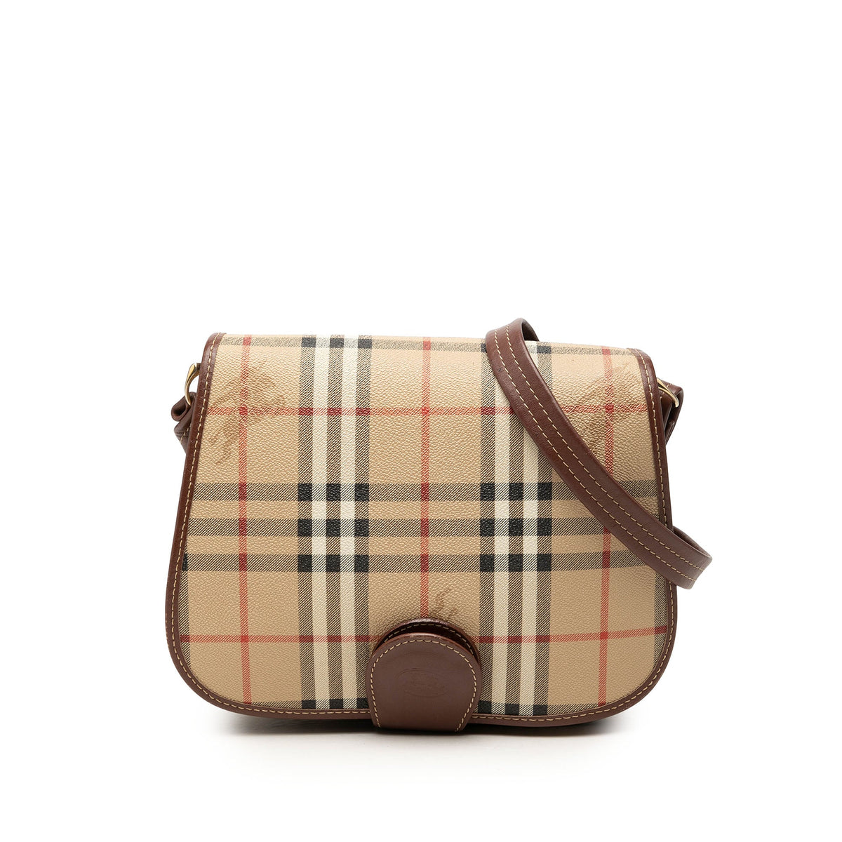 Burberry Haymarket Check Coated Canvas Crossbody — Beige