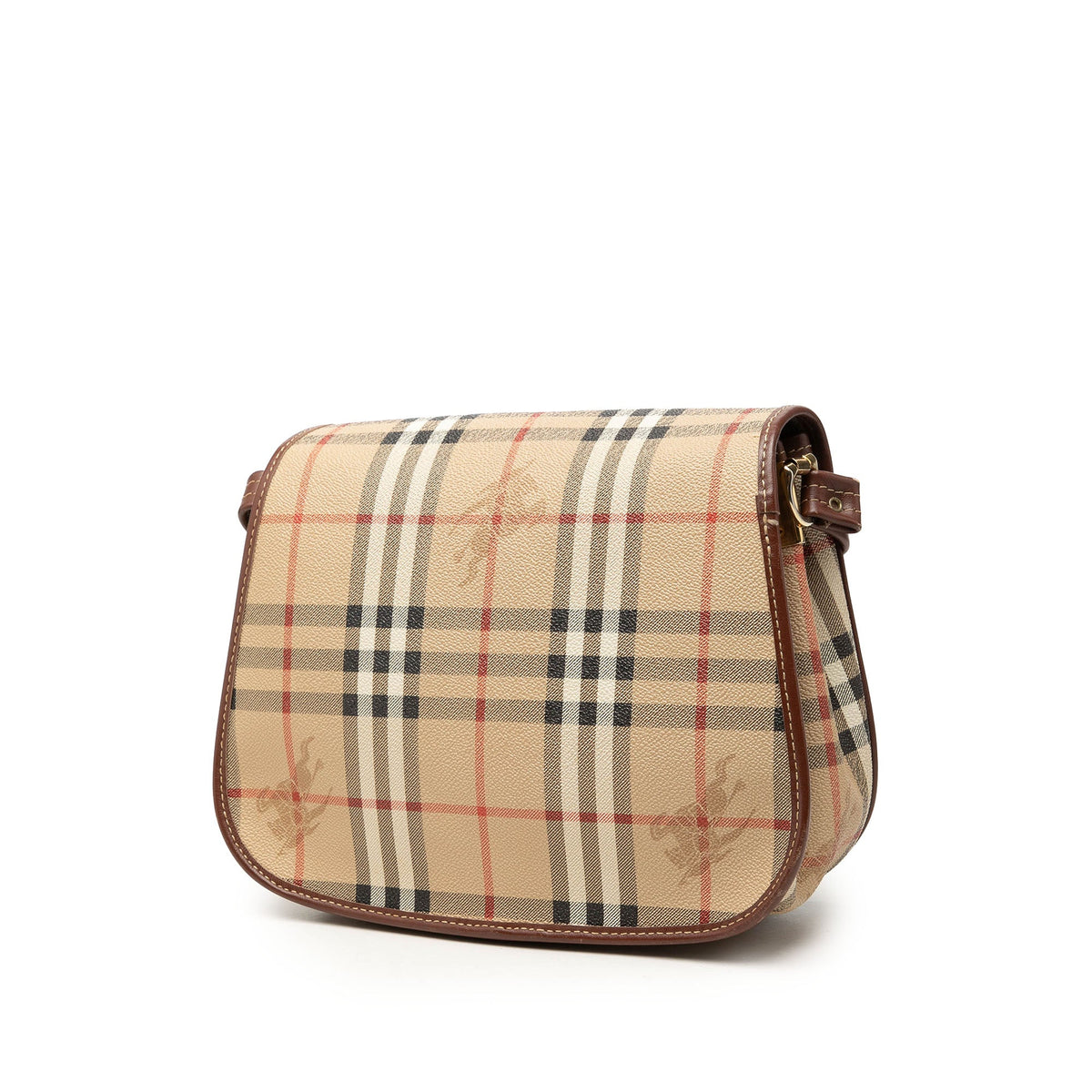 Burberry Haymarket Check Coated Canvas Crossbody — Beige