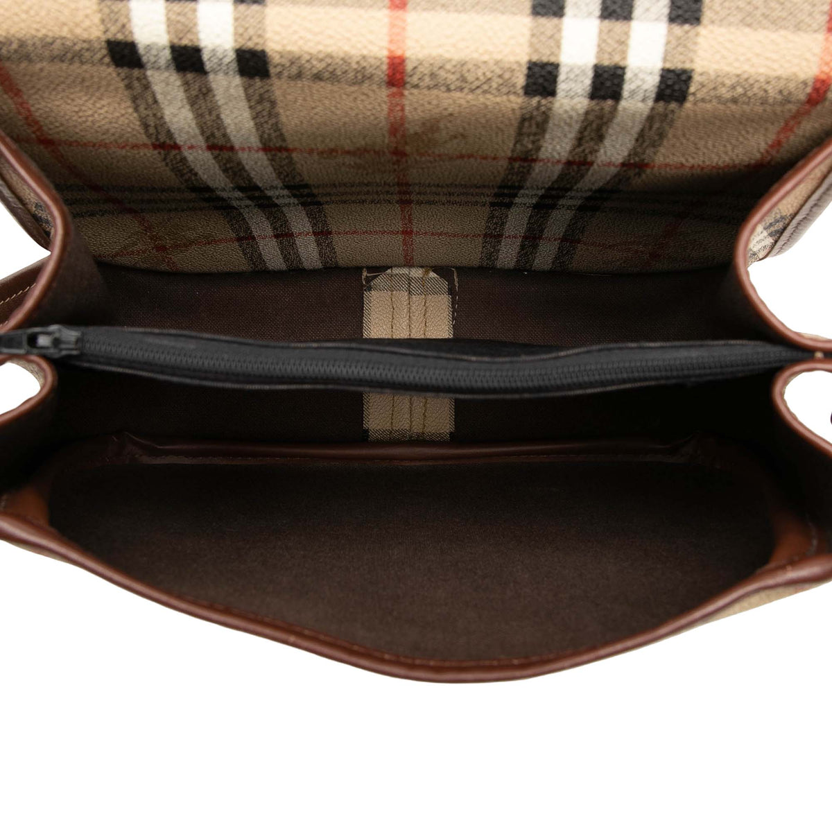 Burberry Haymarket Check Coated Canvas Crossbody — Beige
