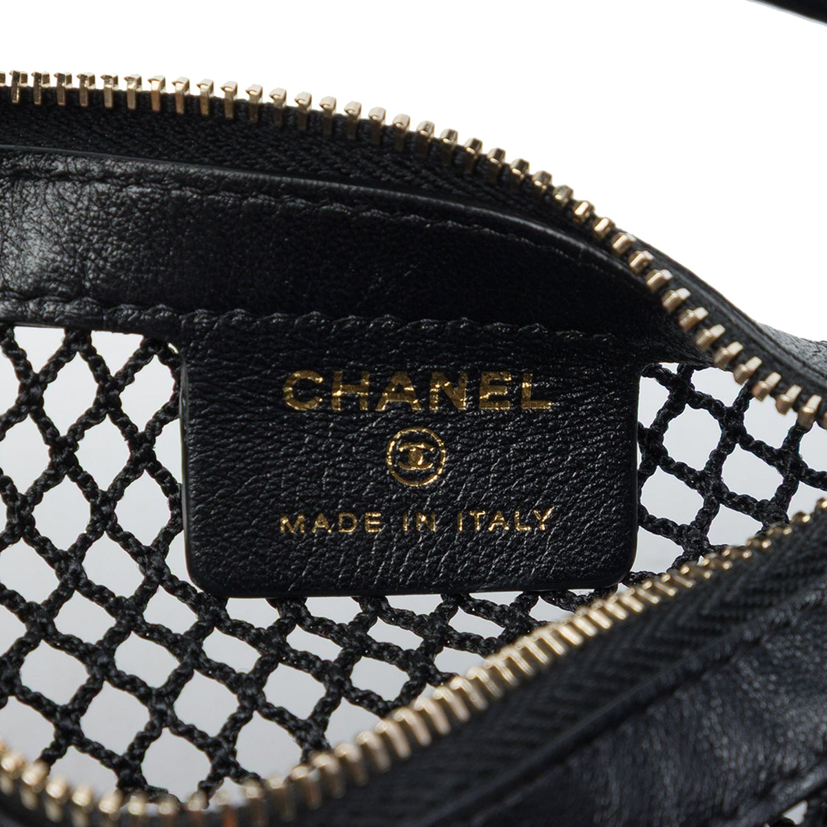 Chanel Mini CC Mesh and Quilted Lambskin Hobo Pouch — Black