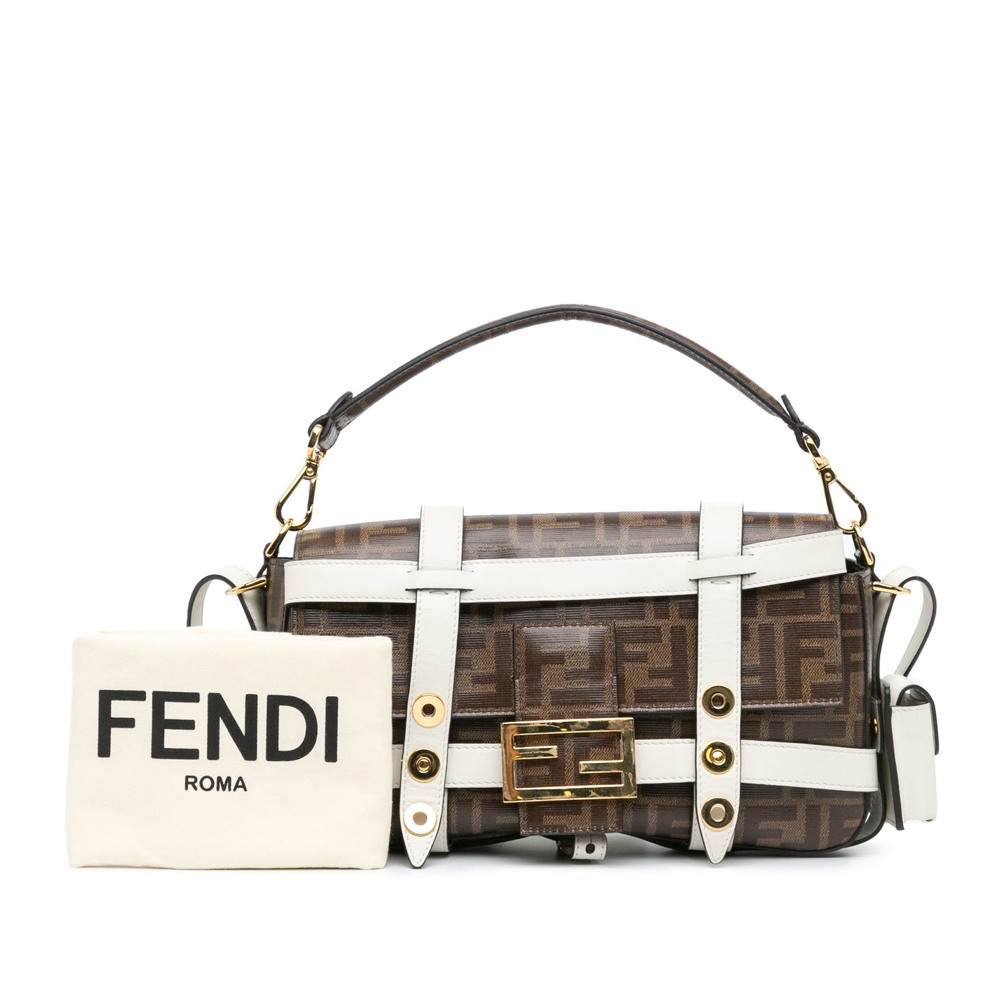 Fendi Zucca Glazed Fabric Cage Baguette Satchel