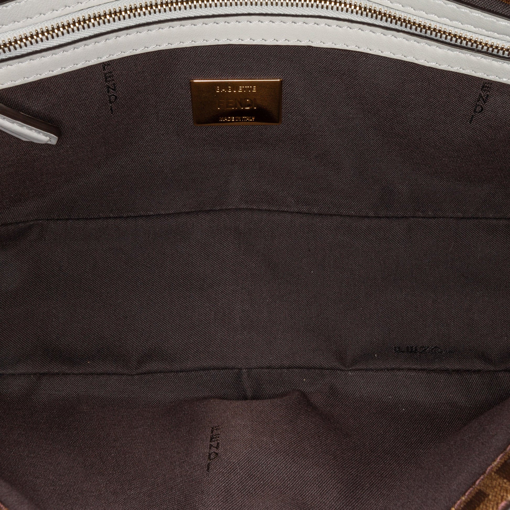 Fendi Zucca Glazed Fabric Cage Baguette Satchel