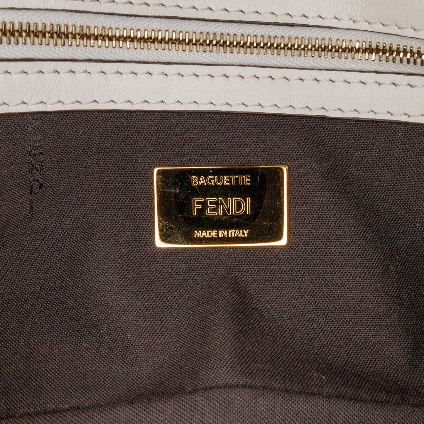 Fendi Zucca Glazed Fabric Cage Baguette Satchel