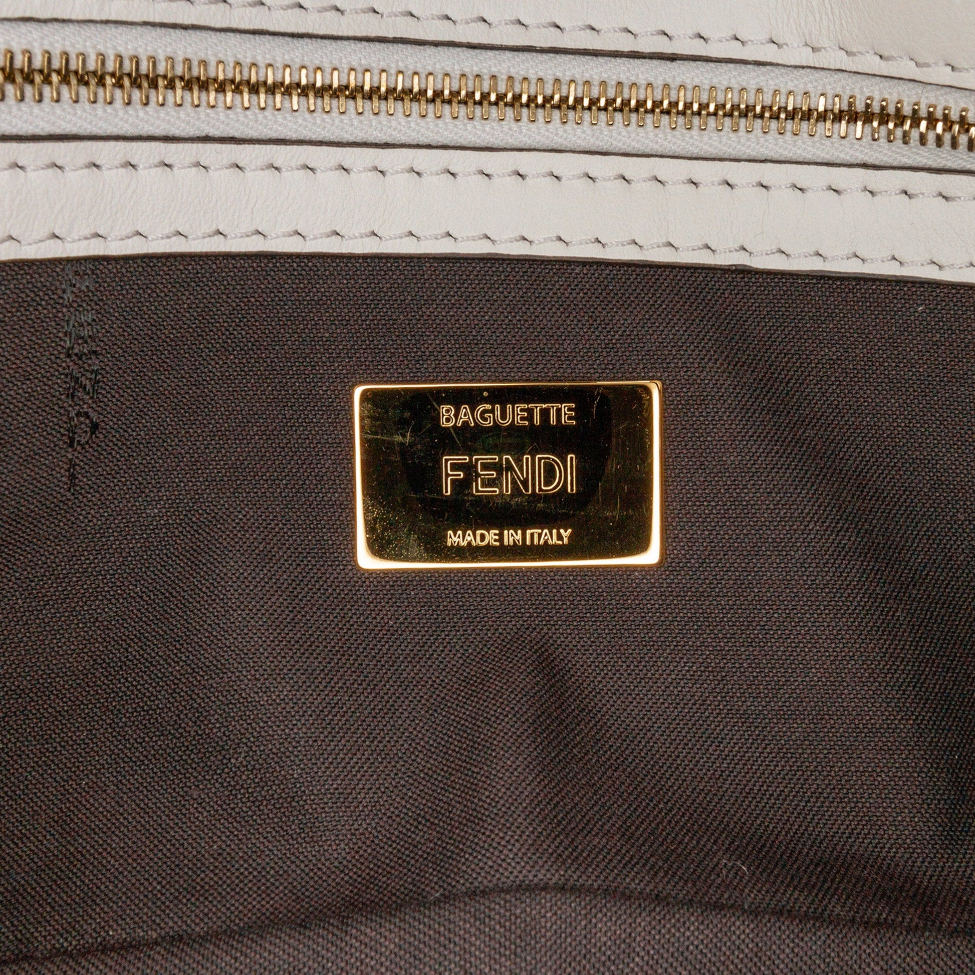 Fendi Zucca Glazed Fabric Cage Baguette Satchel