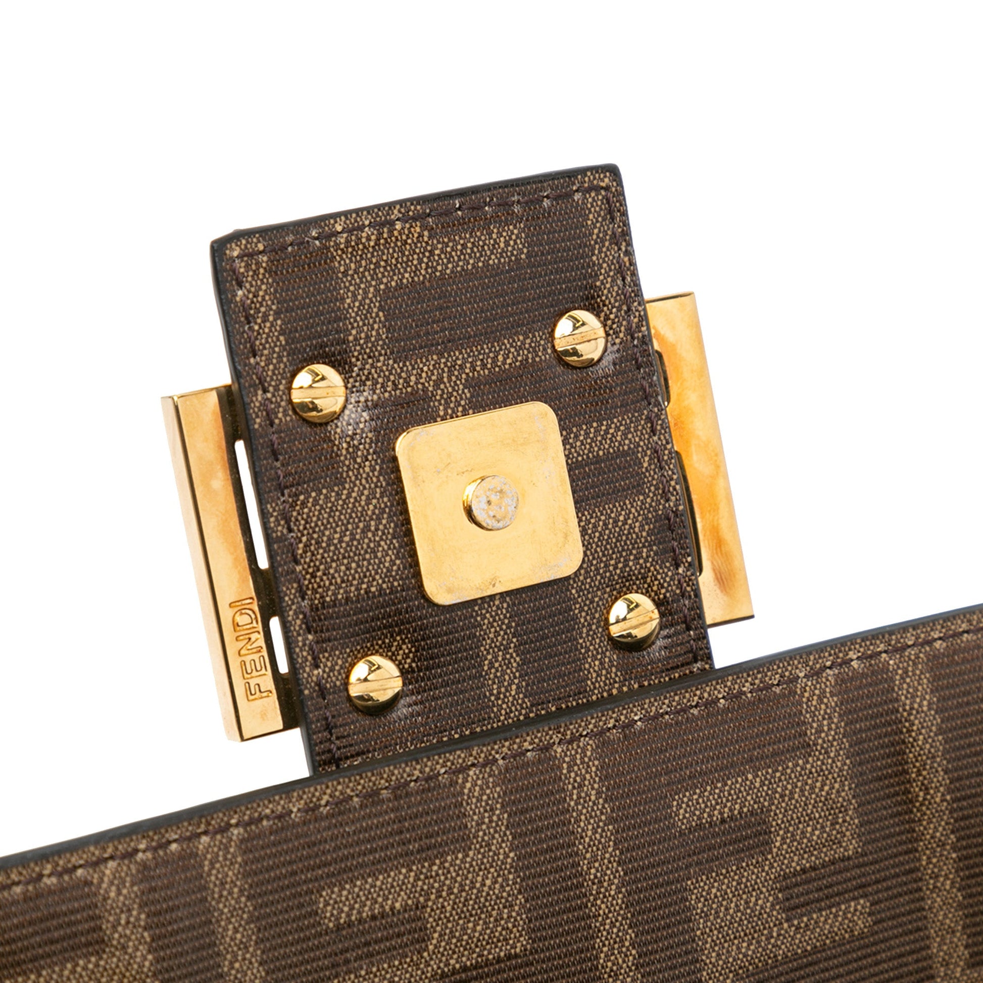 Fendi Zucca Glazed Fabric Cage Baguette Satchel