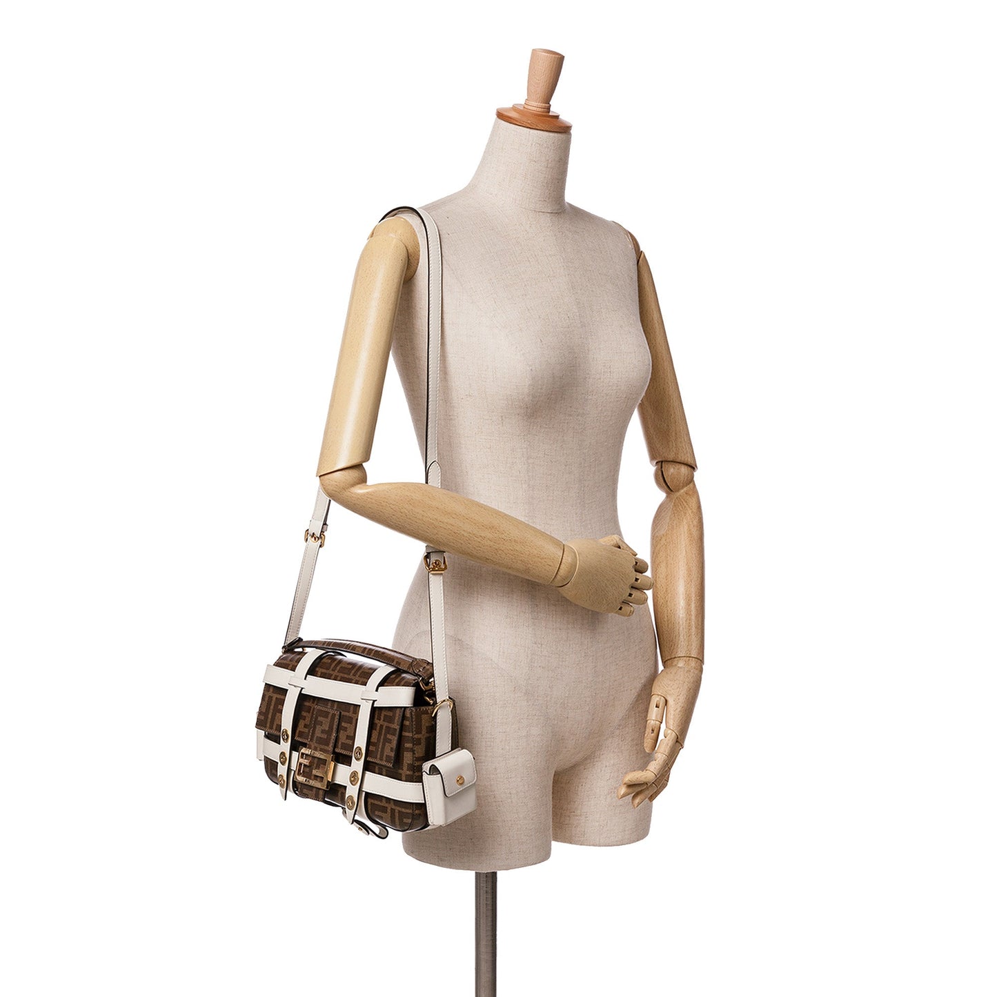 Fendi Zucca Glazed Fabric Cage Baguette Satchel