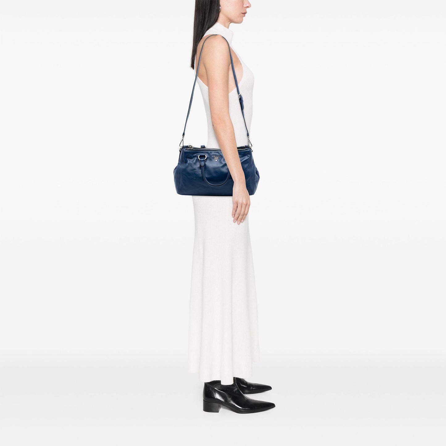 Prada Soft Calf Double Zip Convertible Tote