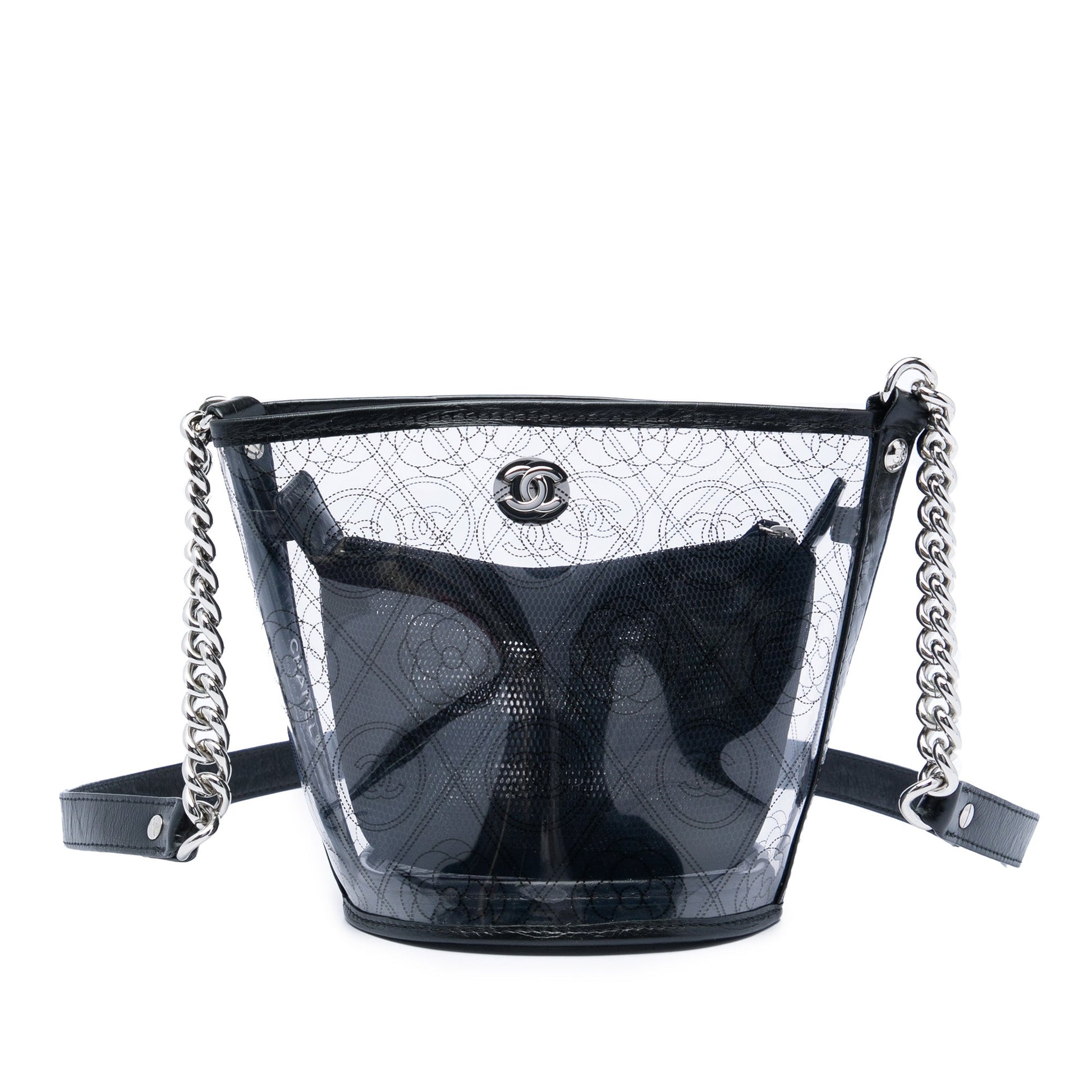 Chanel Small PVC and Crumpled Calfskin Camellia Coco Bucket Bag