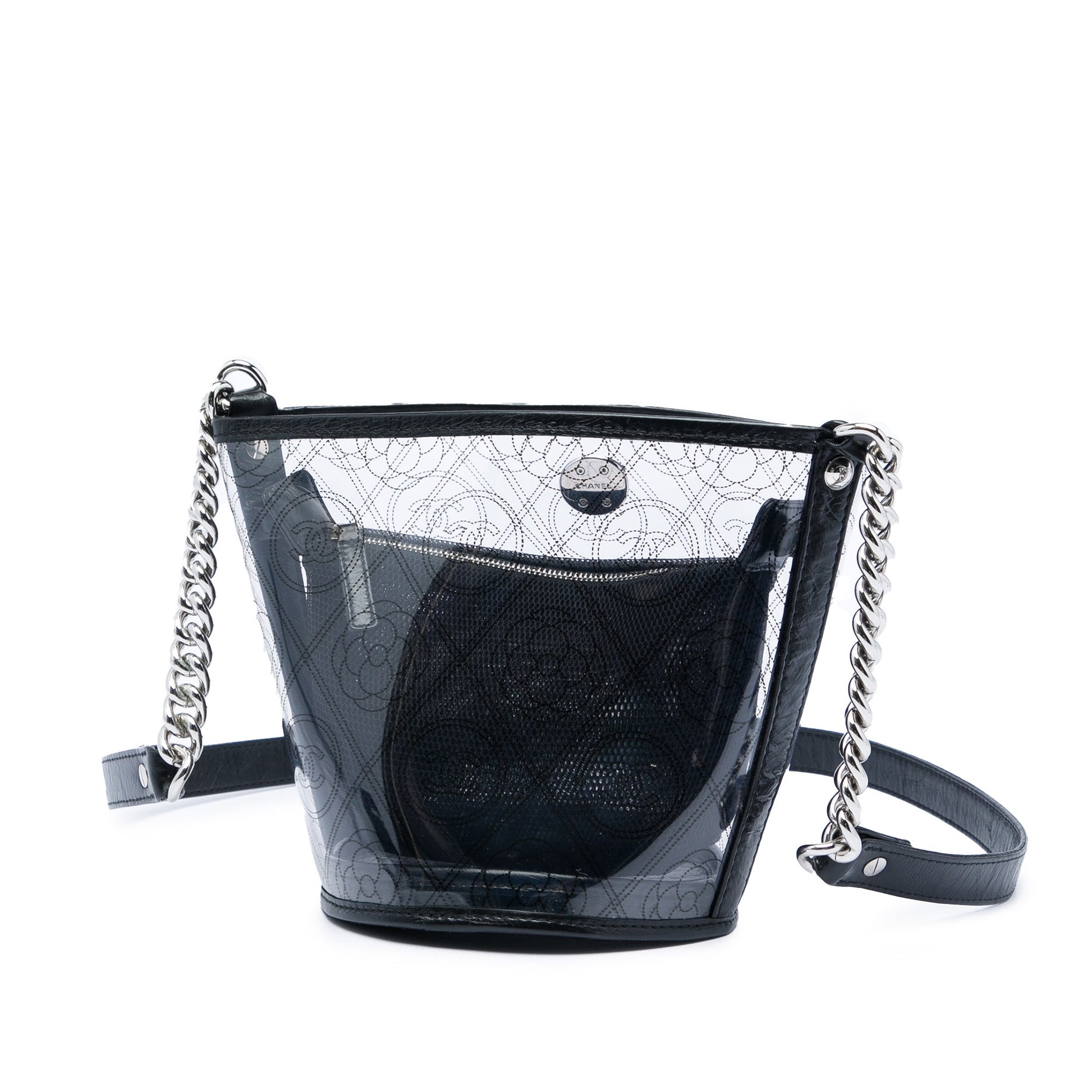Chanel Small PVC and Crumpled Calfskin Camellia Coco Bucket Bag