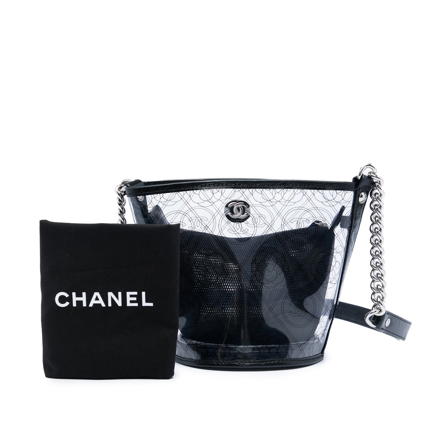 Chanel Small PVC and Crumpled Calfskin Camellia Coco Bucket Bag