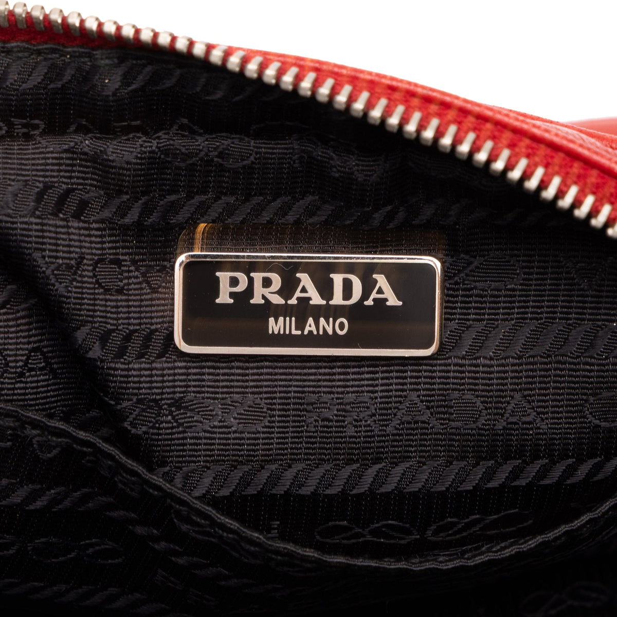 Prada Vitello Daino Grommet Handbag — Red