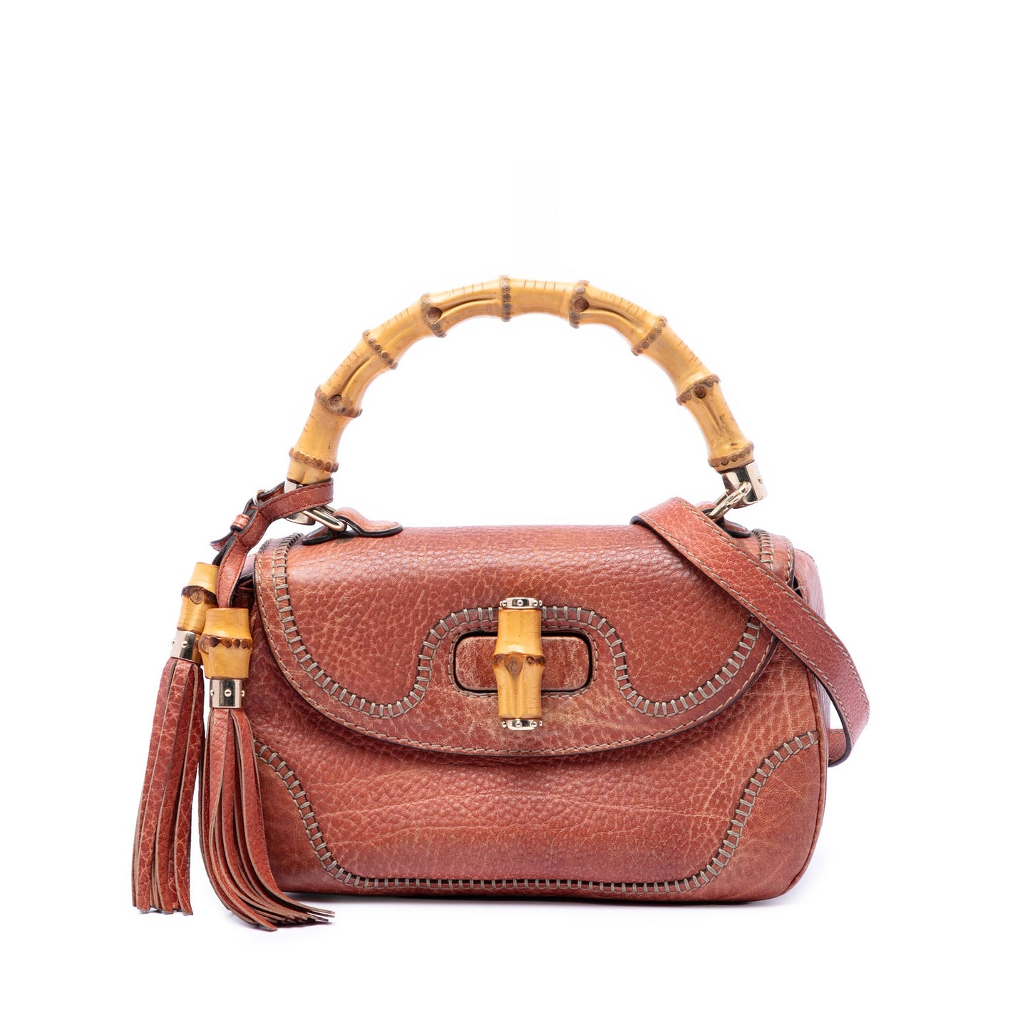 Gucci Medium Leather New Bamboo Satchel
