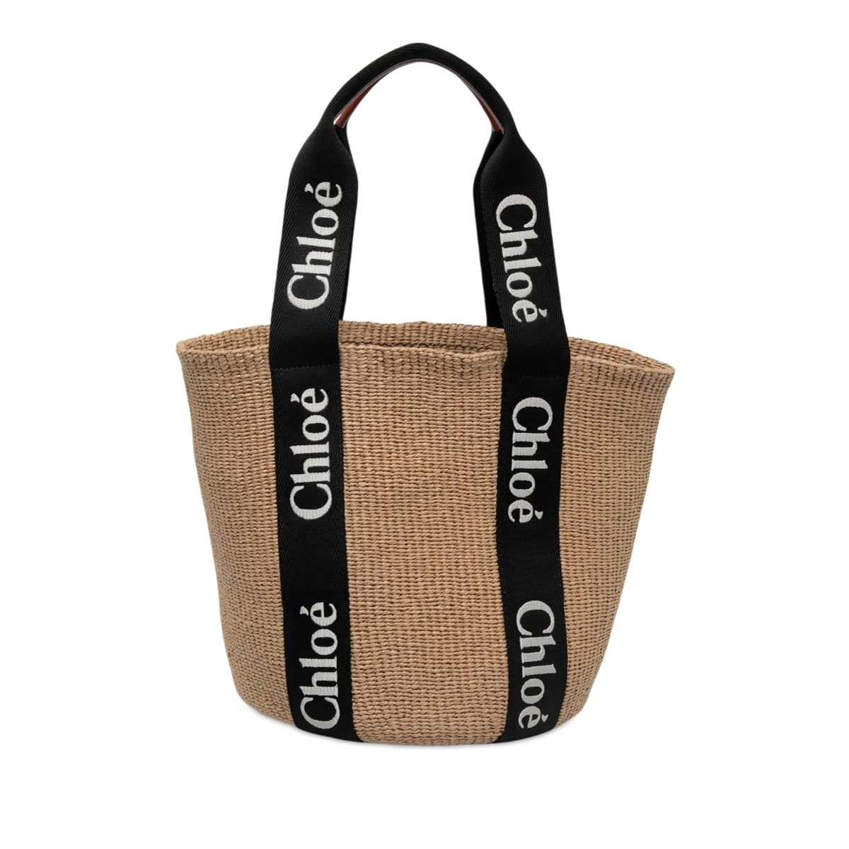Chloé Large Raffia Woody Basket Tote — Beige