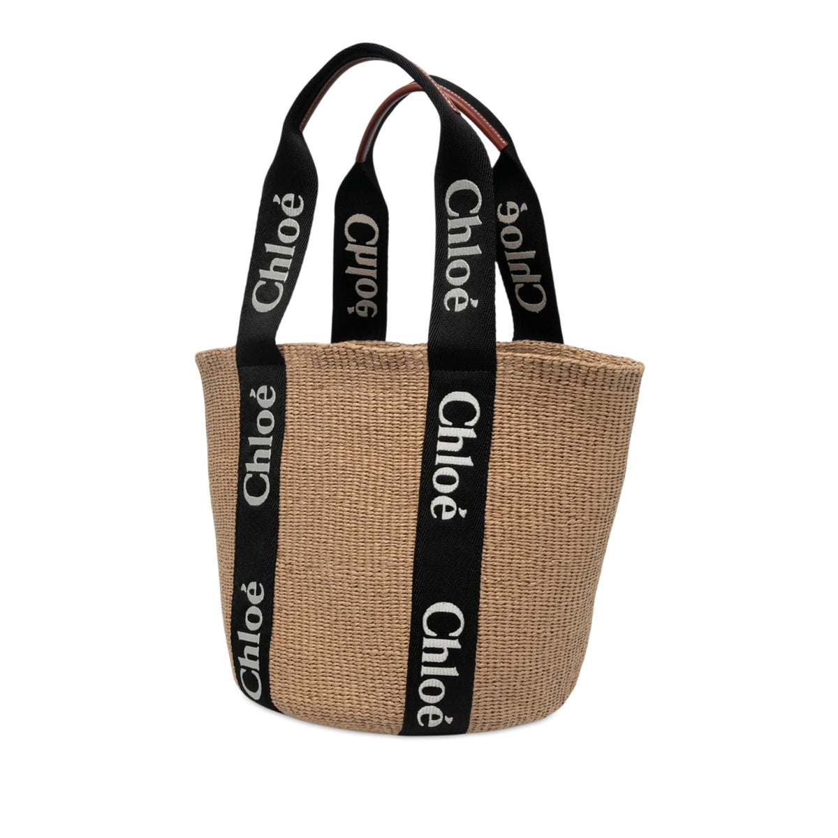 Chloé Large Raffia Woody Basket Tote — Beige