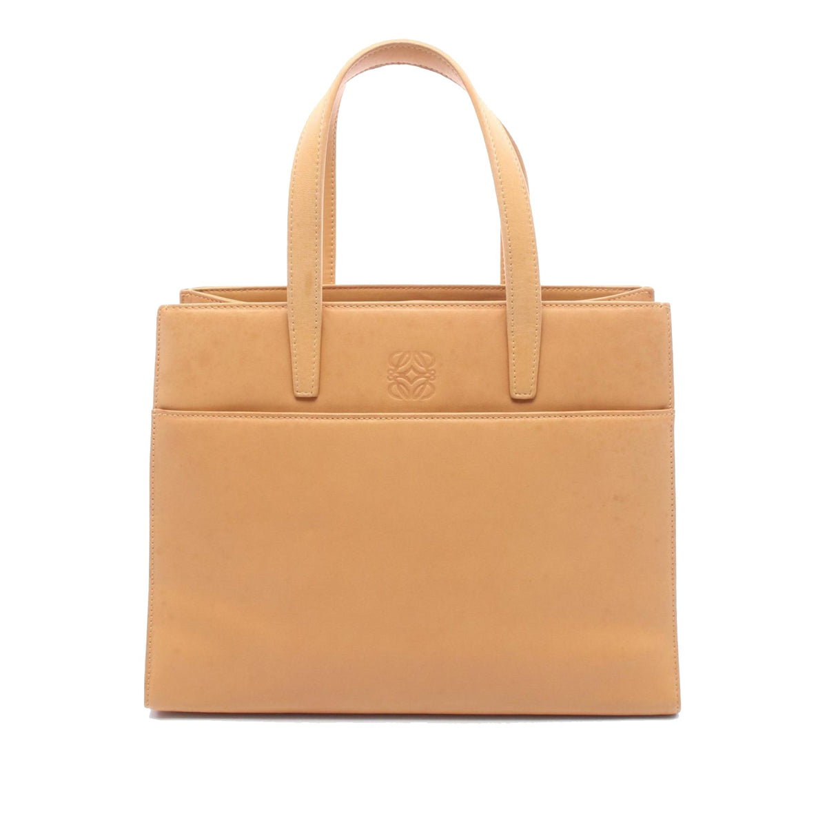 LOEWE Leather Anagram Handbag — Beige