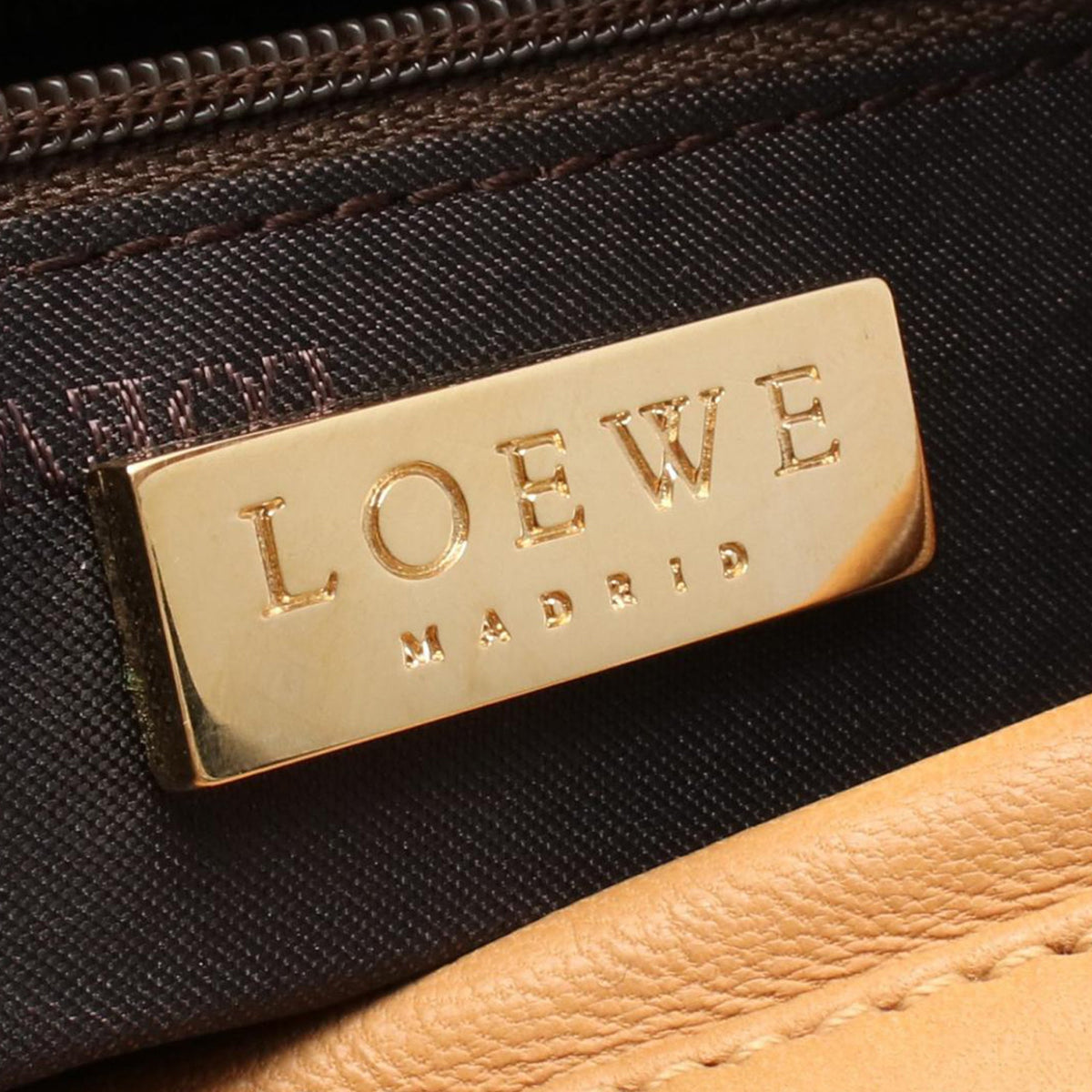 LOEWE Leather Anagram Handbag — Beige