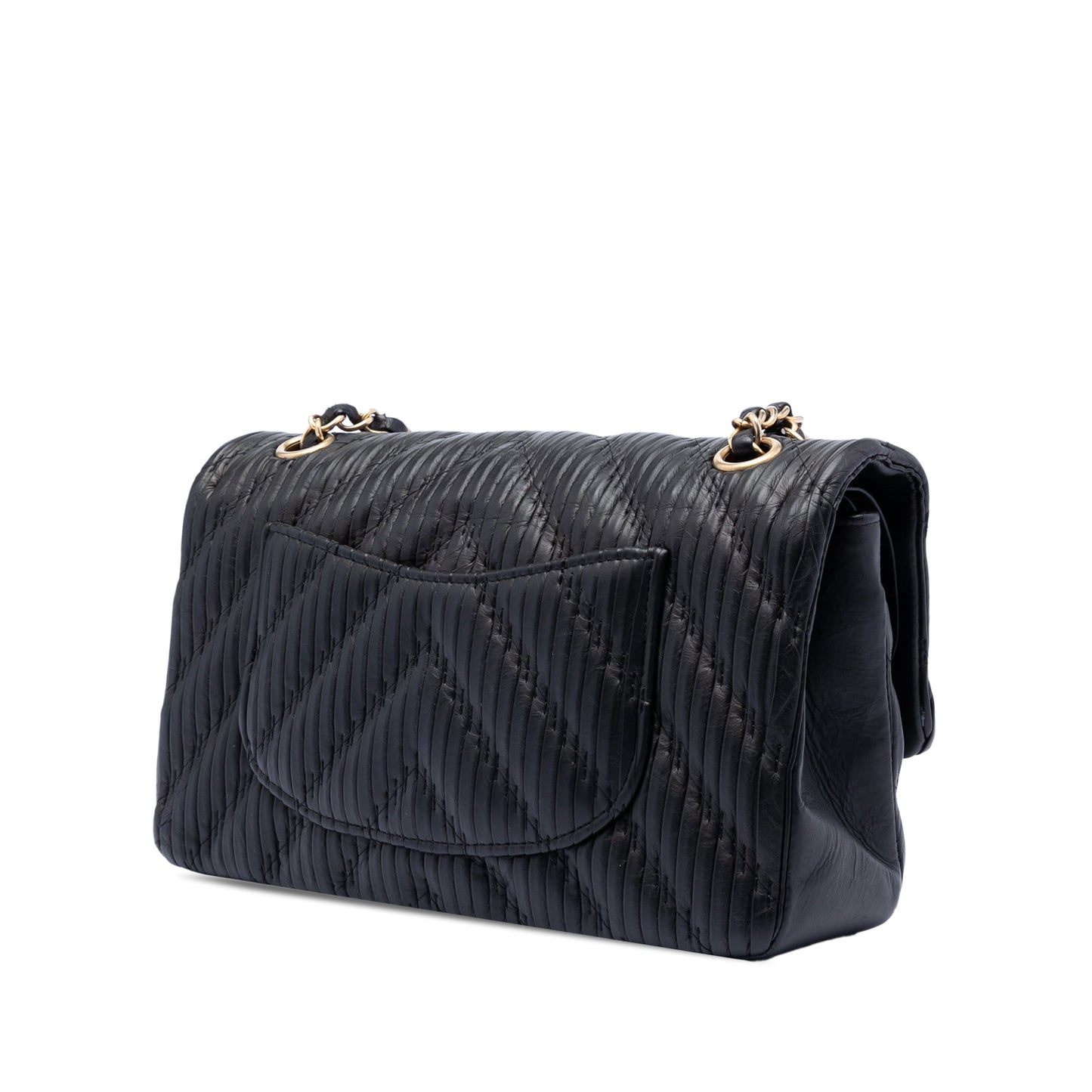 Medium Classic Chevron Calfskin Pleated Double Flap