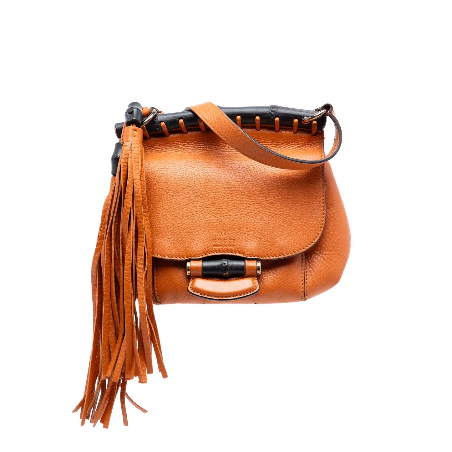 Gucci Small Leather Bamboo Nouveau Fringe Crossbody
