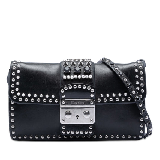 Miu Miu Studded Leather Push Lock Crossbody