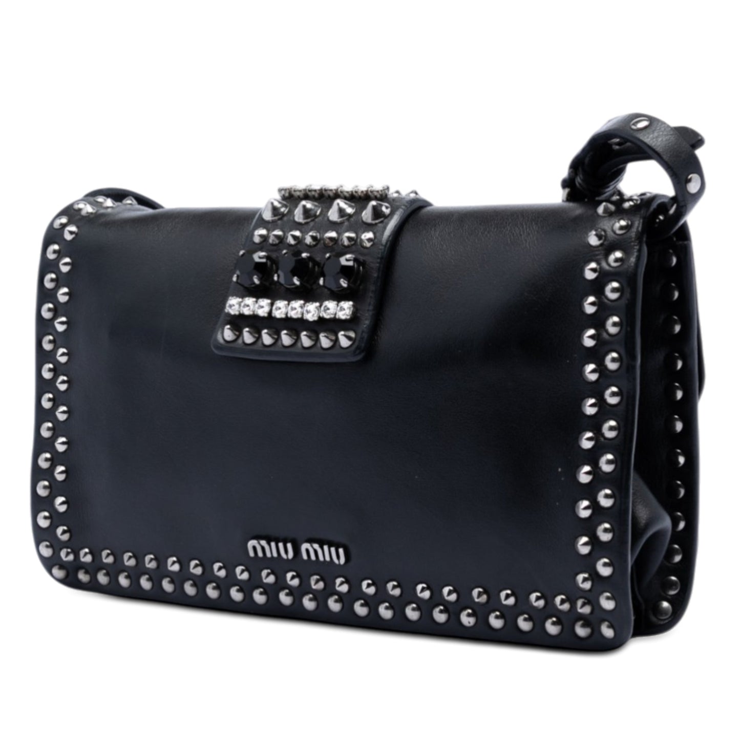 Miu Miu Studded Leather Push Lock Crossbody