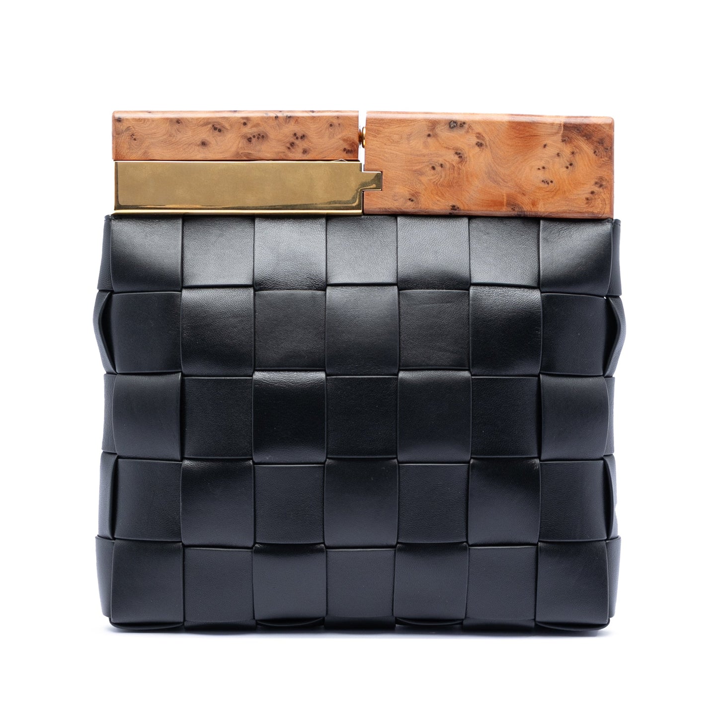 Bottega Veneta Lambskin Maxi Intrecciato The Snap Clutch
