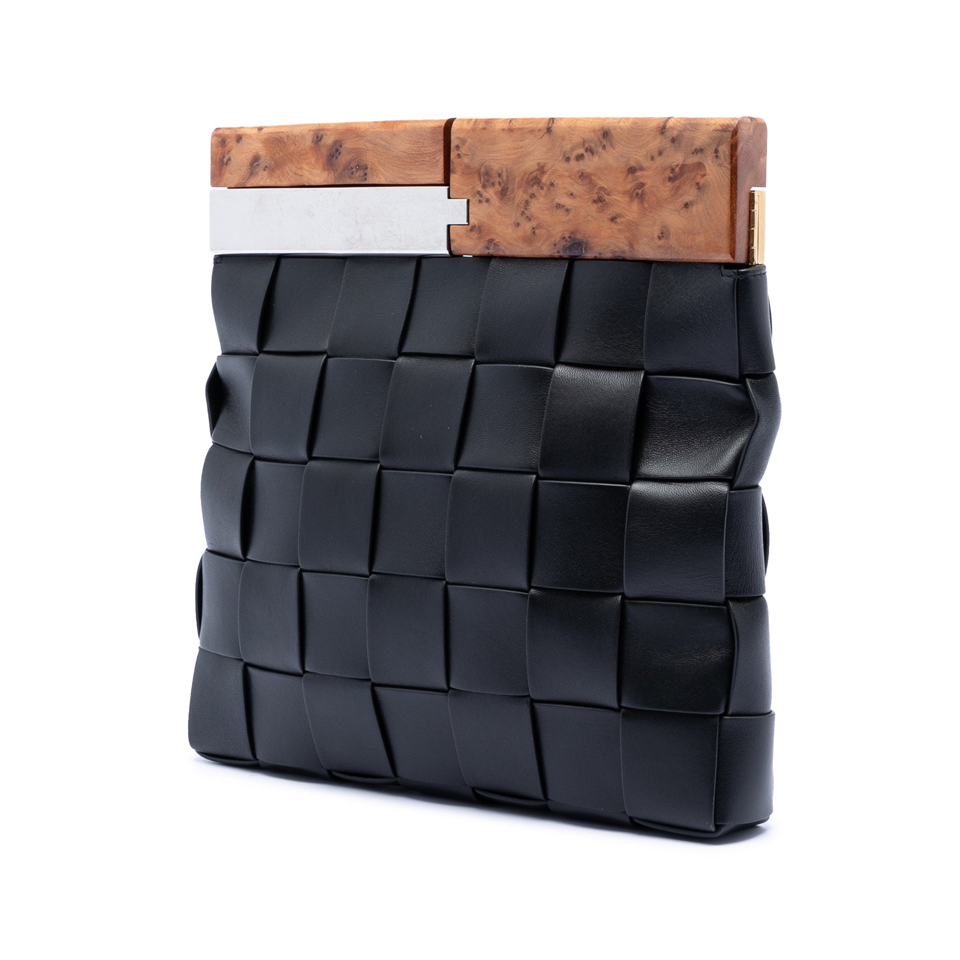 Bottega Veneta Lambskin Maxi Intrecciato The Snap Clutch