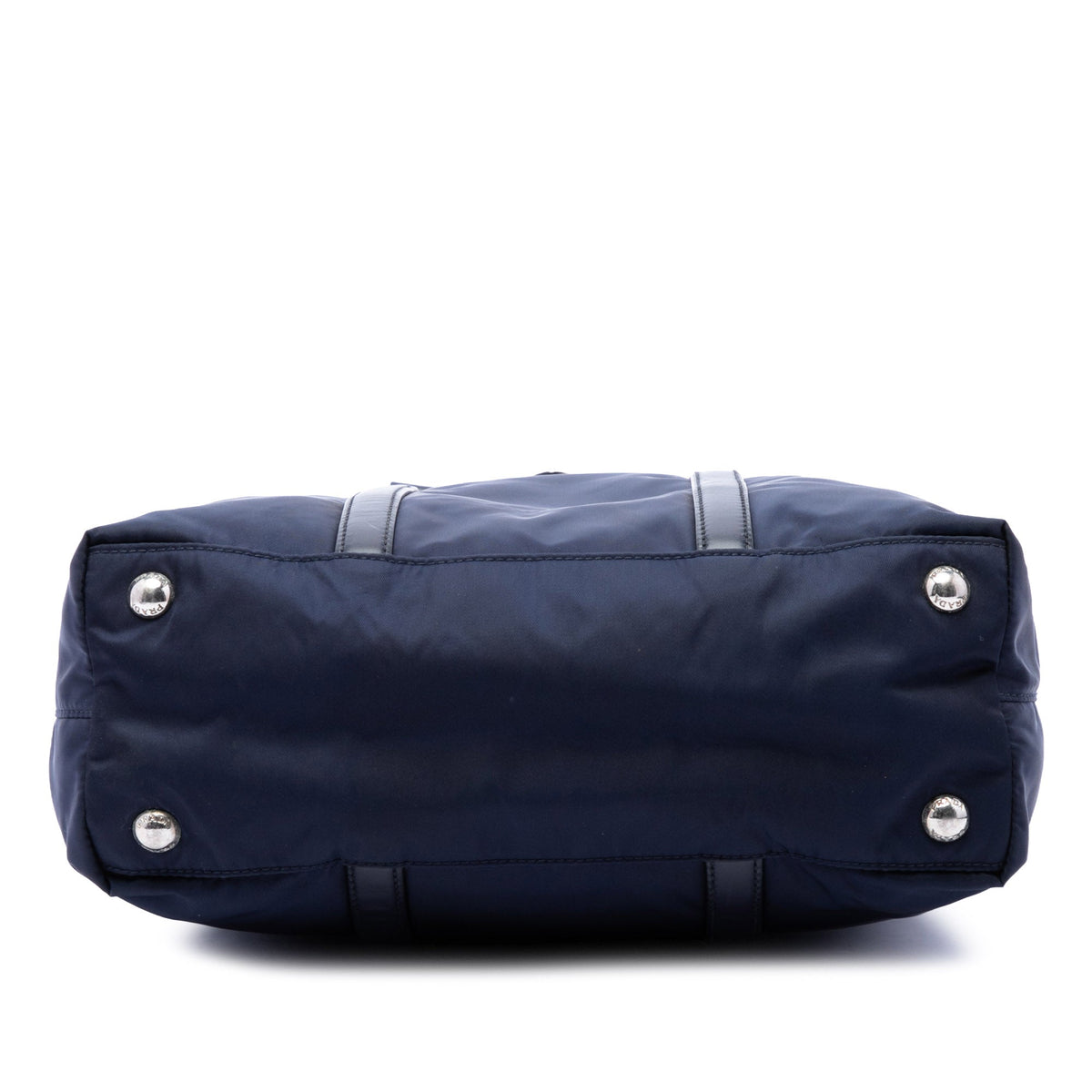 Prada Vitello Trimmed Tessuto Satchel — Blue