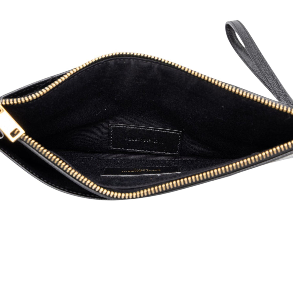 Saint Laurent Grain De Poudre Chevron Monogram Bill Pouch — Black
