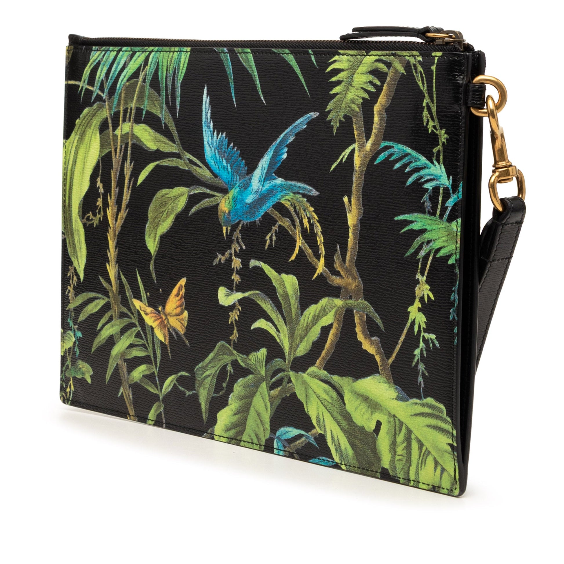 Gucci Calfskin Tropical Print Clutch