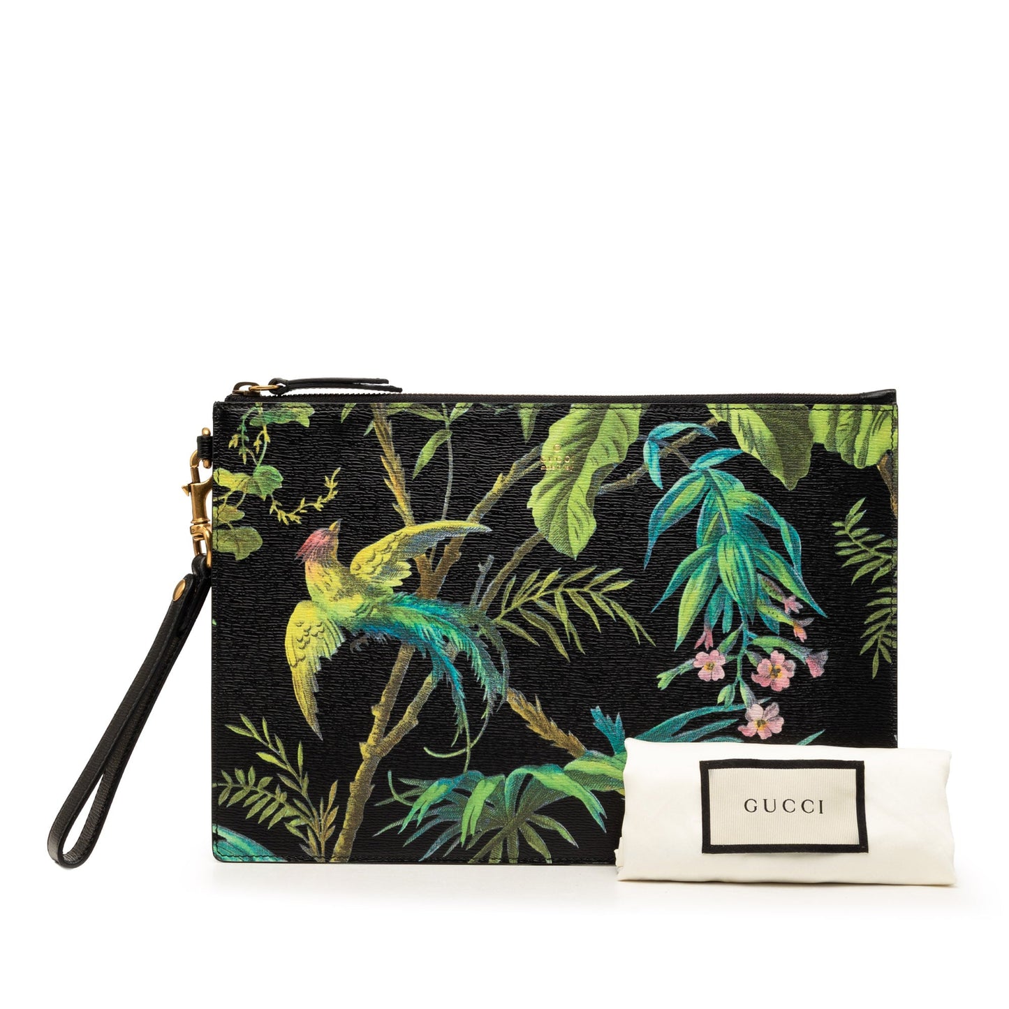 Gucci Calfskin Tropical Print Clutch