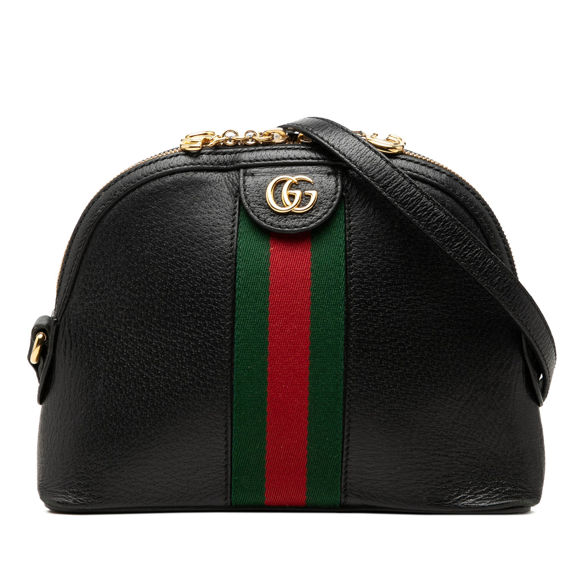 Gucci Small Calfskin Web Ophidia Dome Crossbody — Black