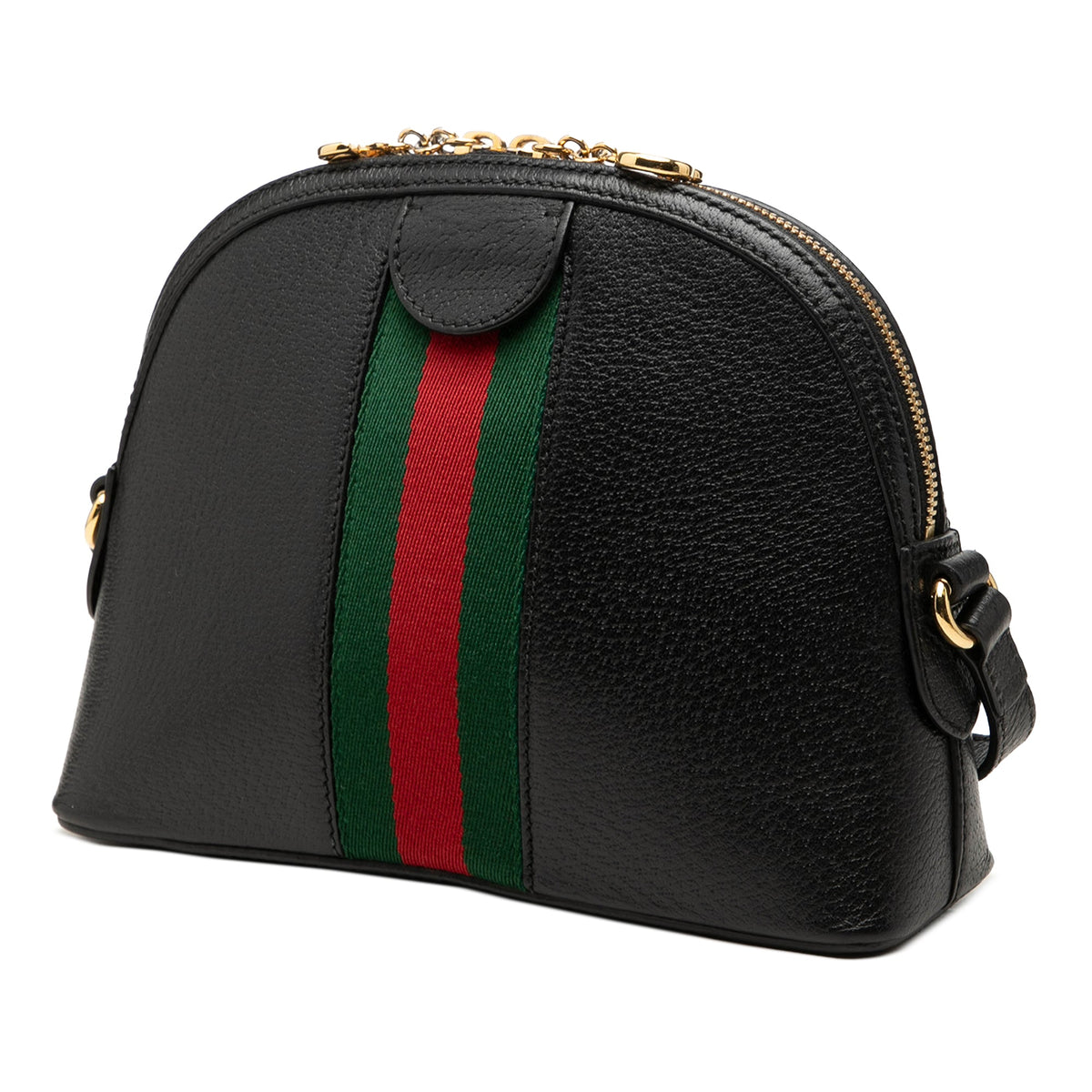 Gucci Small Calfskin Web Ophidia Dome Crossbody — Black